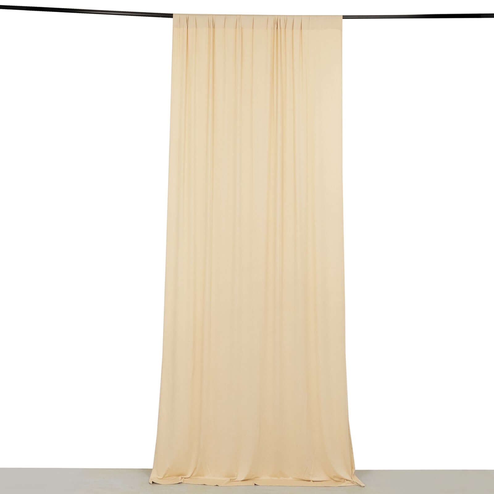 Beige Wrinkle-Free 4-Way Stretch Spandex Event Backdrop Drapes, 5ft x 10ft with Rod Pockets