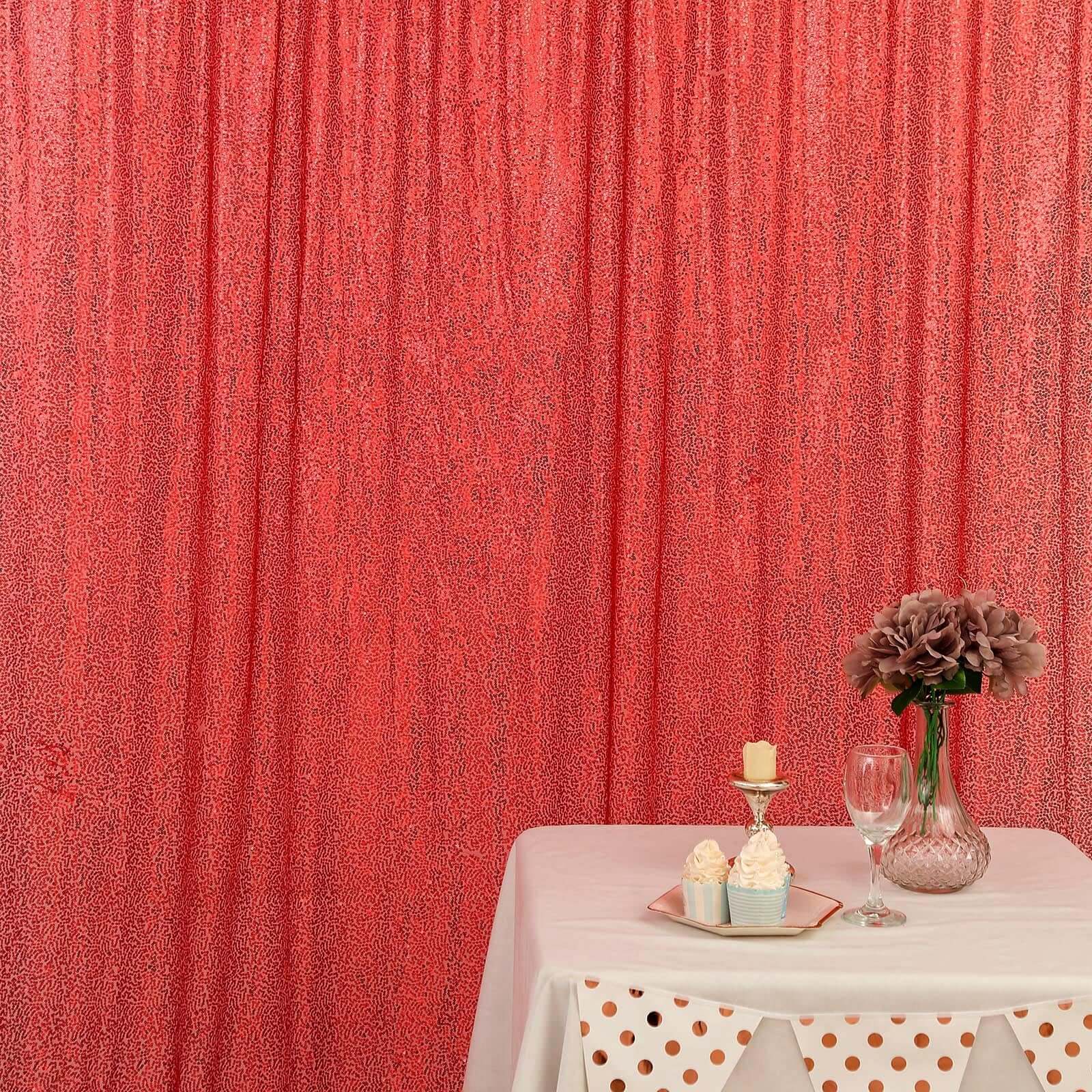 Hot Sale! 8ft by 8ft Red Sequin Event Curtain Drapes for Stunning Backdrops