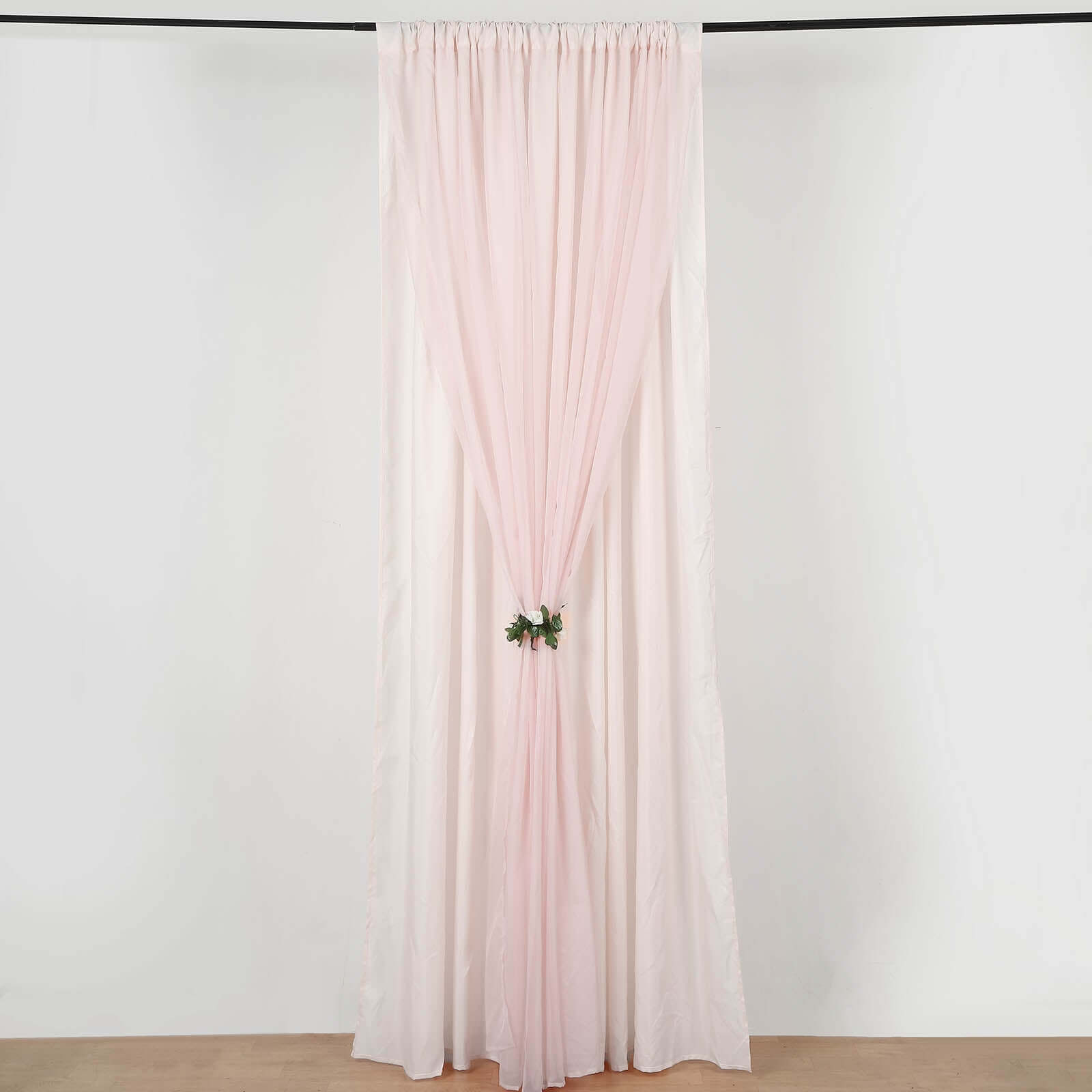 Hot Sale! 10ftx10ft Blush Dual - Layer Chiffon & Polyester Event Curtain Drapes with Rod Pockets