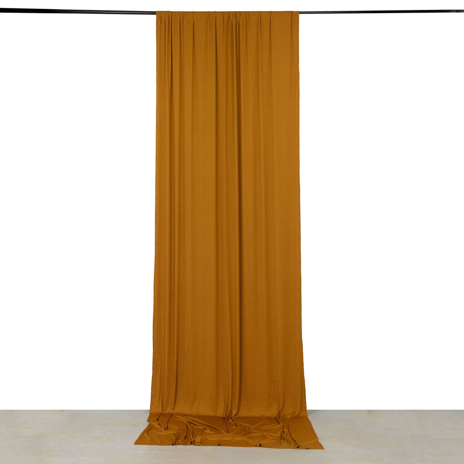 Wrinkle-Free Gold Spandex 4-Way Stretch Event Drapes with Rod Pockets - 5ft x 12ft