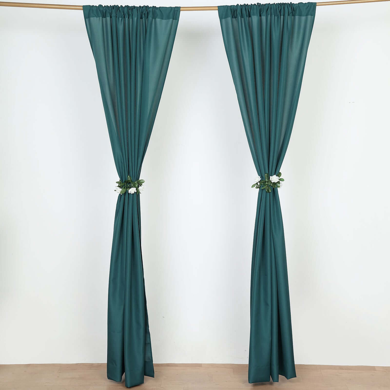 2-Pack 10ftx8ft Peacock Teal Polyester Event Drapes with Rod Pockets, 130 GSM