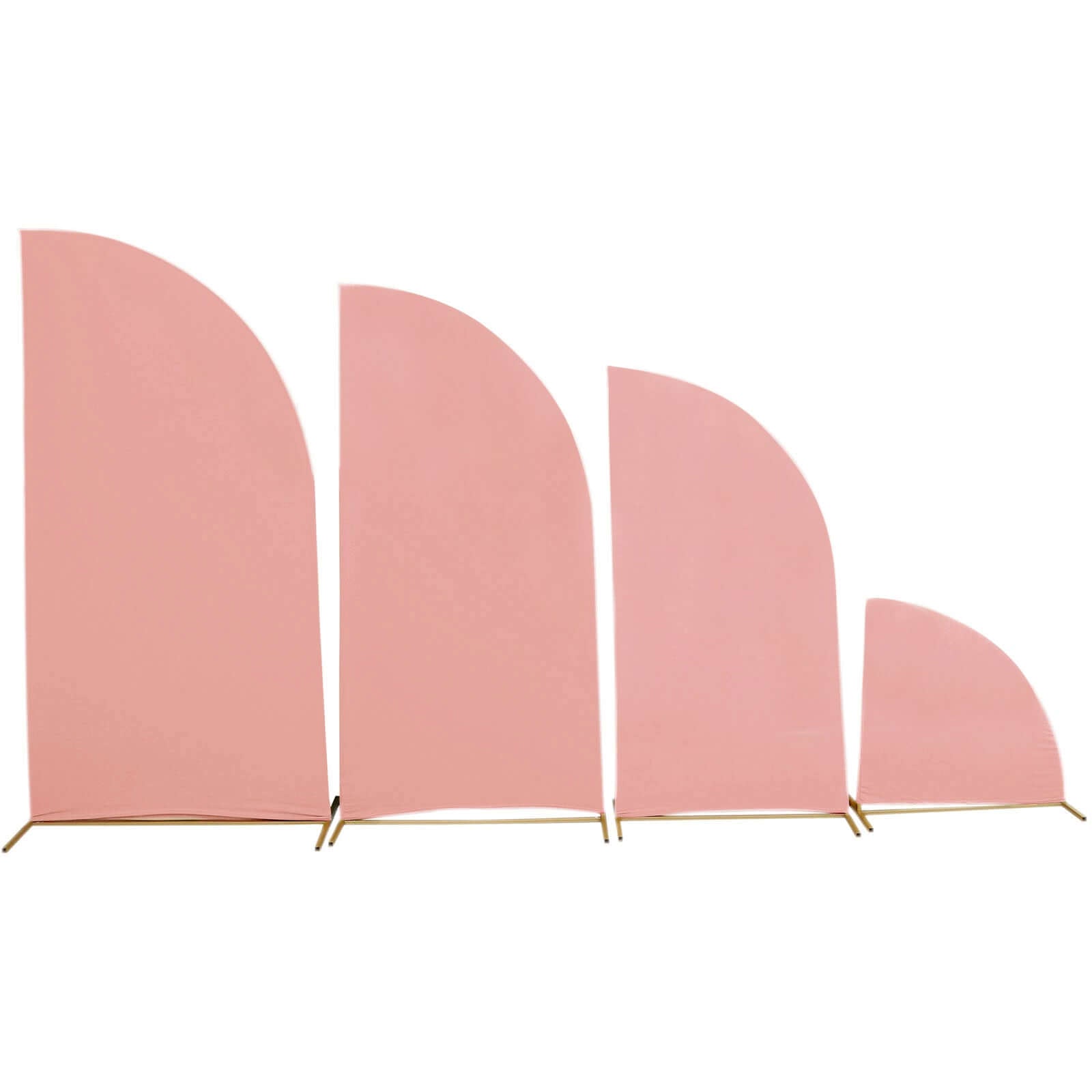 Customizable Set of 4 Dusty Rose Spandex Half - Moon Wedding Arch Backdrop Covers in Various Sizes