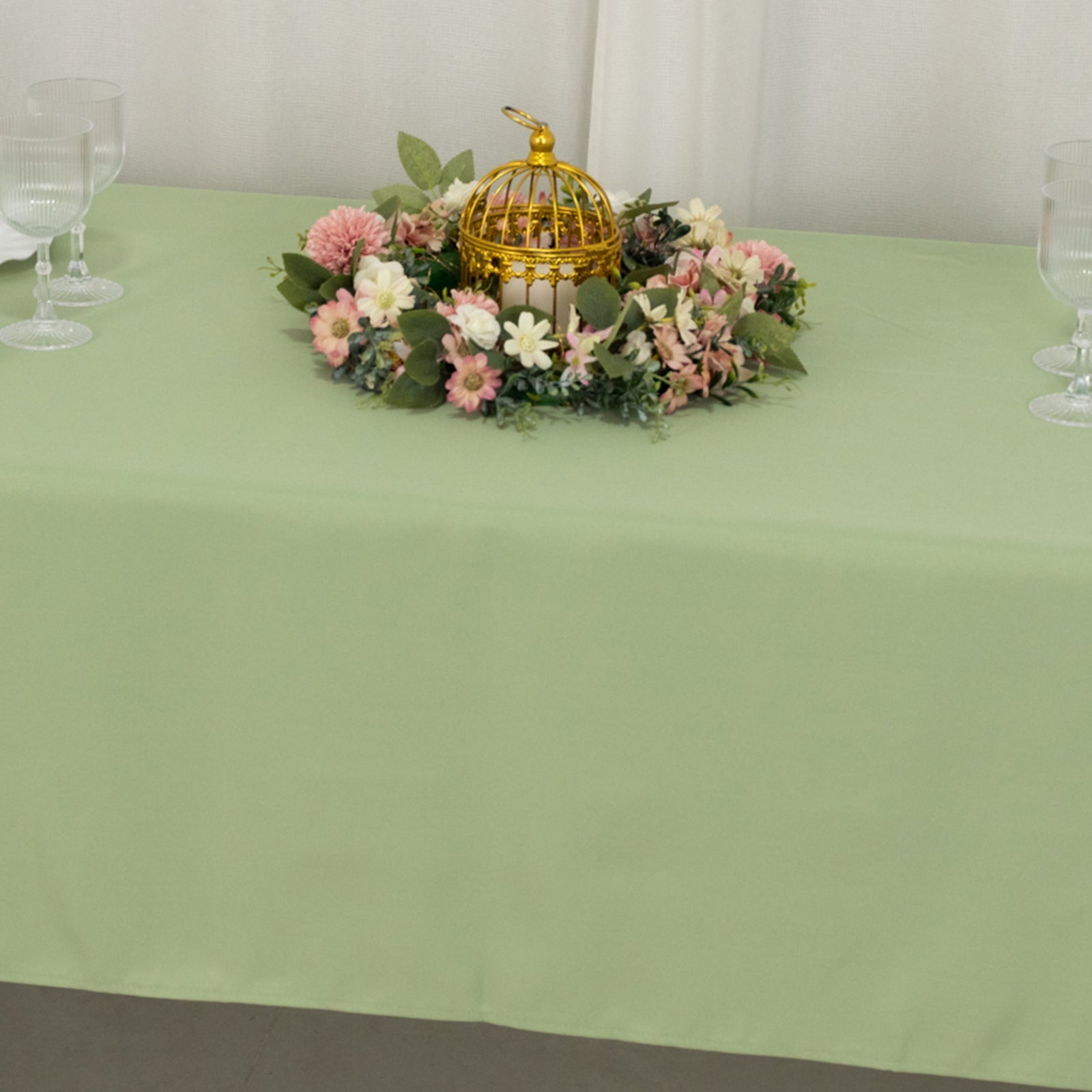 Hot! Sage Green 60x126 Polyester Rectangle Tablecloth - 220GSM Stain-Resistant