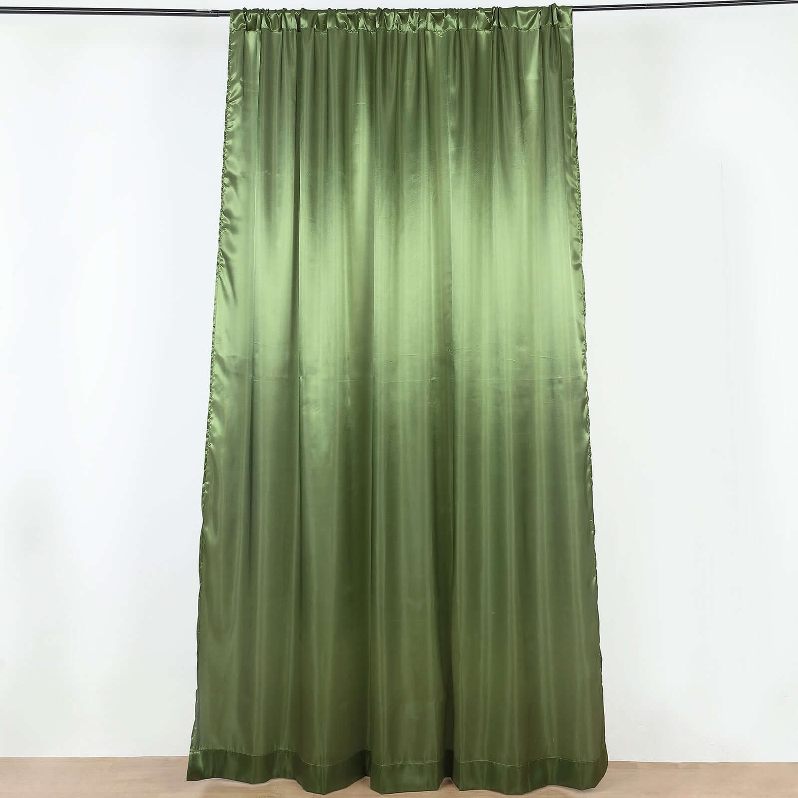 8ft x 10ft Olive Green Satin Event Backdrop Drapes for Various Occasions