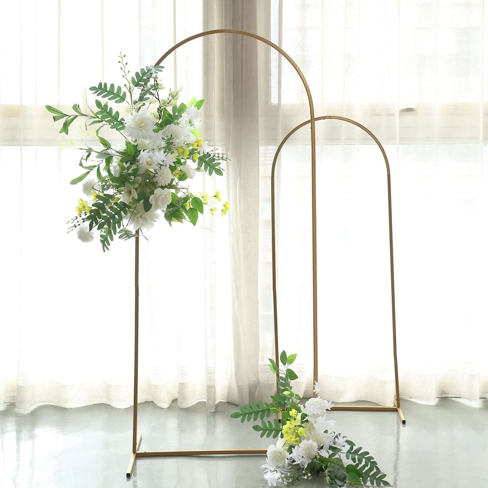 5ft Gold Metal Wedding Arch - Chiara Floral Display Frame with Round Top (Great Deal!)
