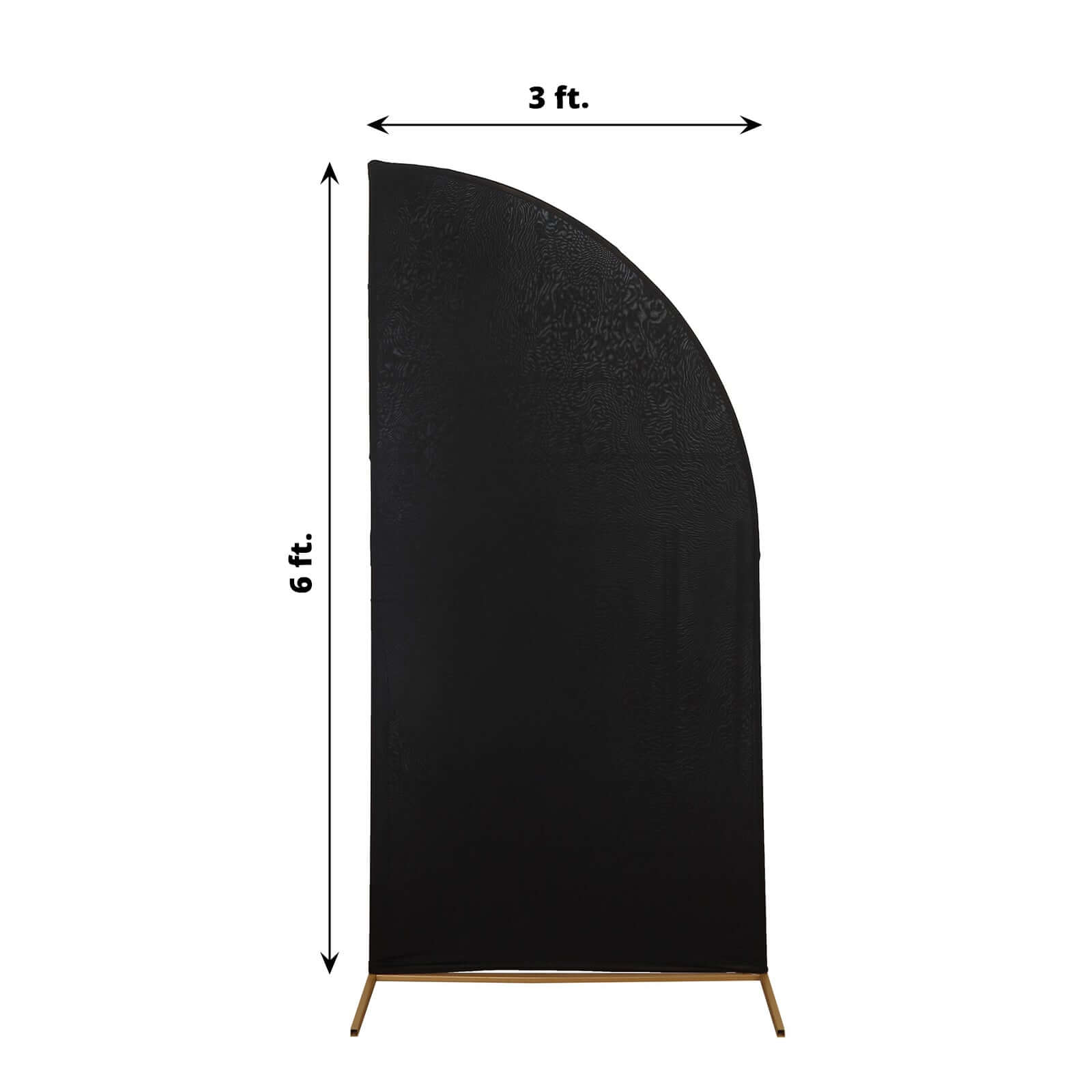 Custom-Fitted 6ft Matte Black Spandex Half Moon Chiara Wedding Arch Backdrop Cover