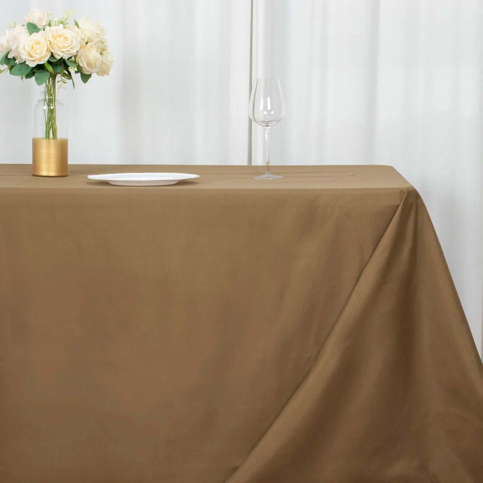 Exclusive Seamless Wrinkle-Resistant Taupe Polyester Tablecloth 90x156