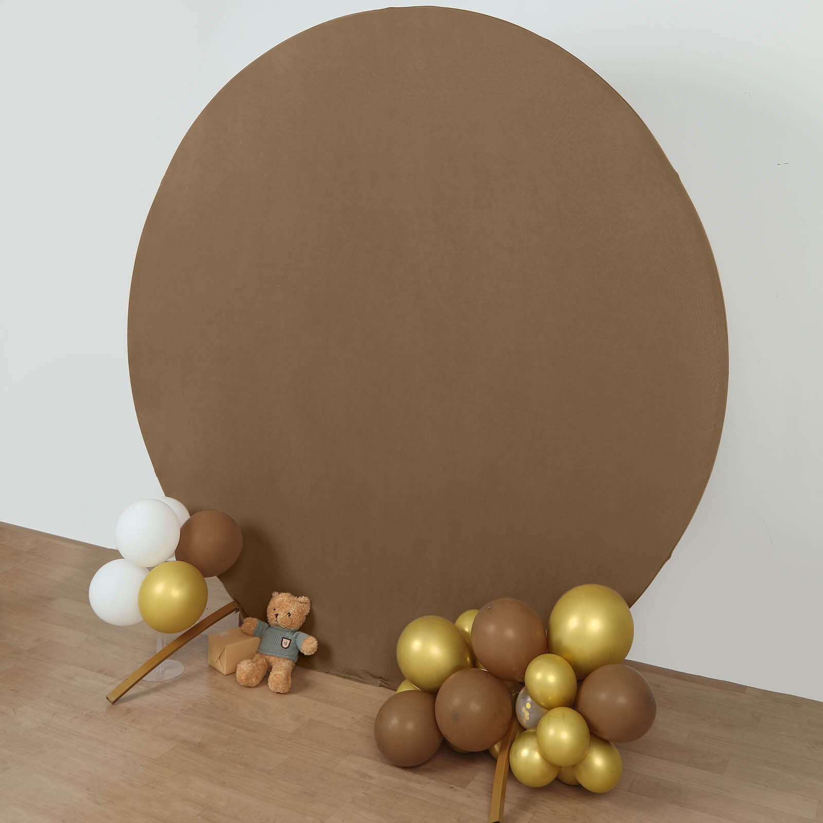 7.5ft Taupe Double-Sided Spandex Fit Cover for Party Backdrop Stand