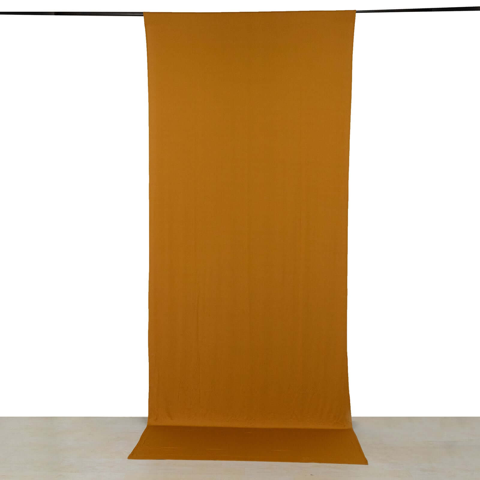 Wrinkle-Free Gold Spandex 4-Way Stretch Event Drapes with Rod Pockets - 5ft x 12ft
