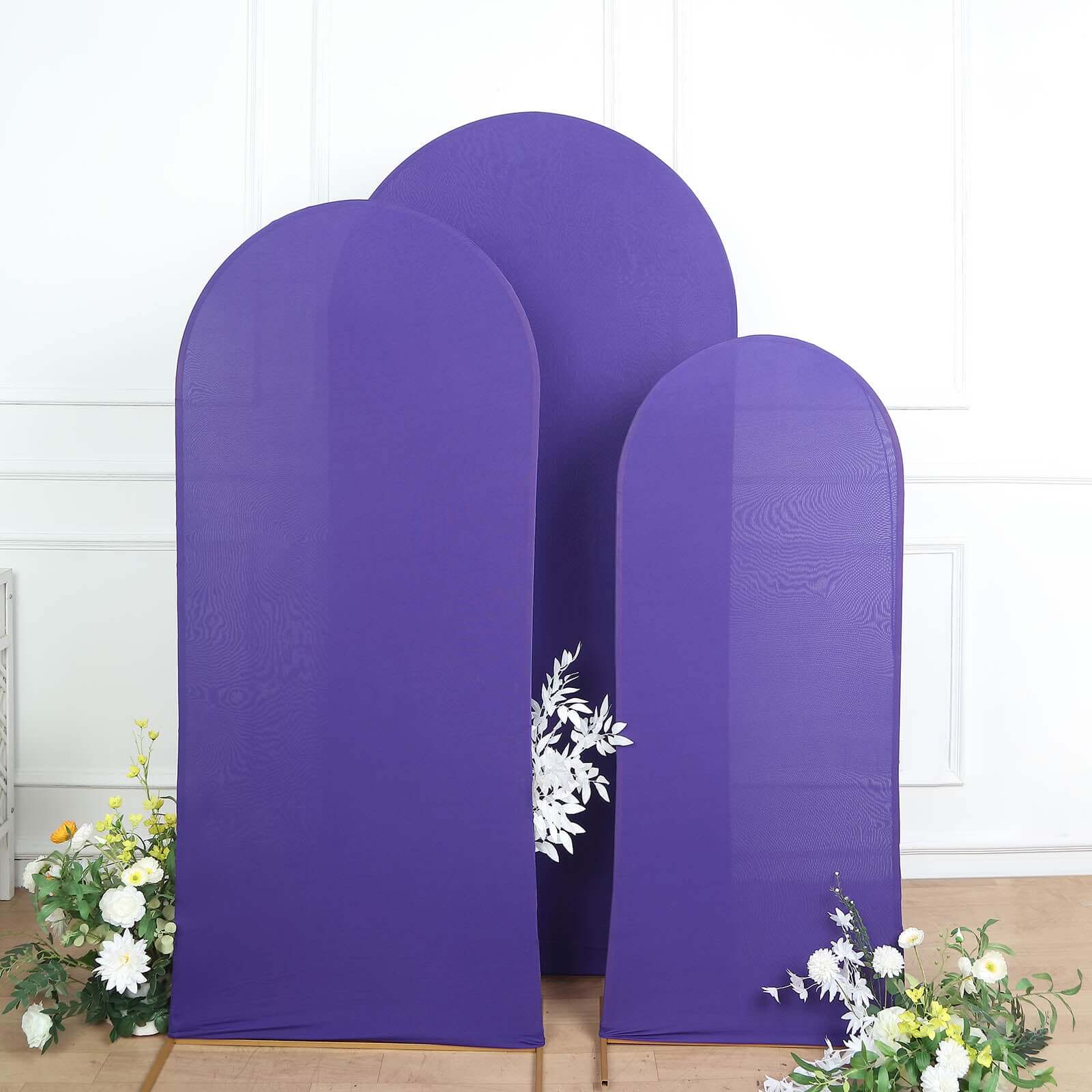 Hot! 3-Piece Matte Purple Spandex Fitted Covers for Round Top Chiara Wedding Arch (5ft, 6ft, 7ft)