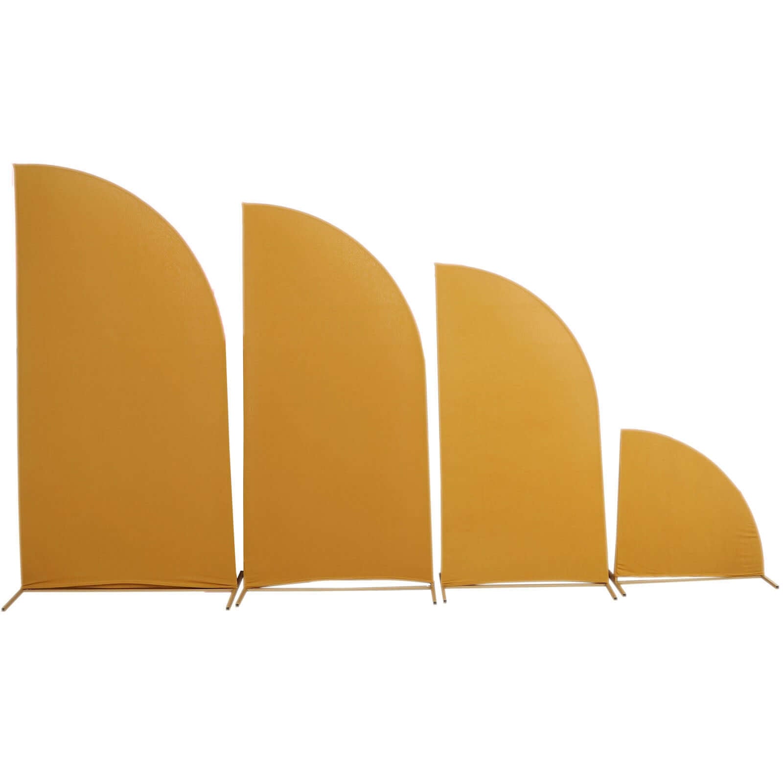 Custom-Fitted Set of 4 Matte Gold Spandex Half Moon Wedding Arch Backdrop Covers in 4 Sizes