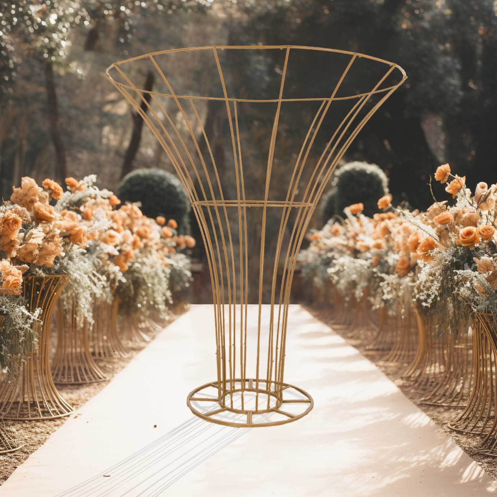 6.5ft Gold Blossom - Style Metal Floor Standing Wedding Floral Display Pedestal