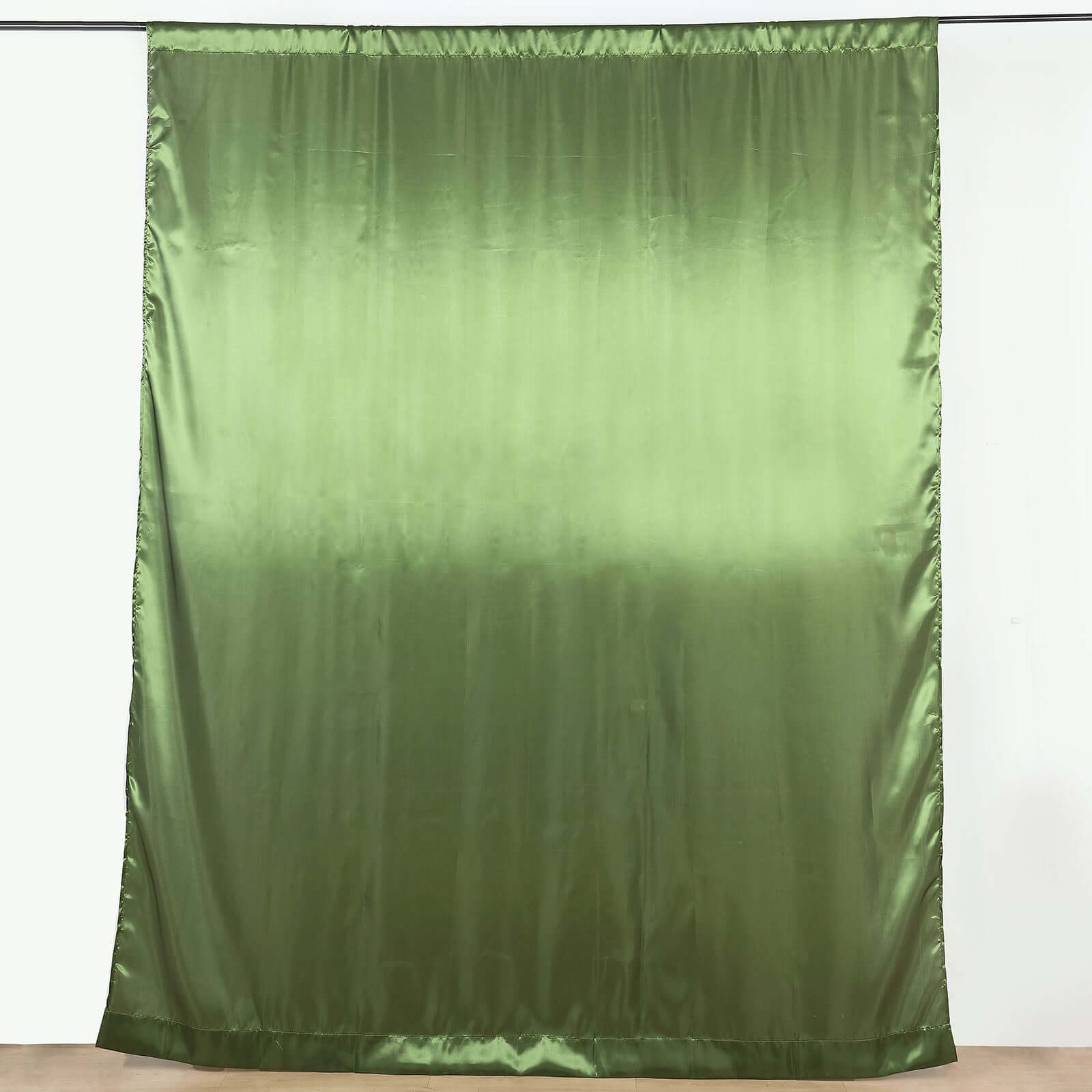 8ft x 10ft Olive Green Satin Event Backdrop Drapes for Various Occasions