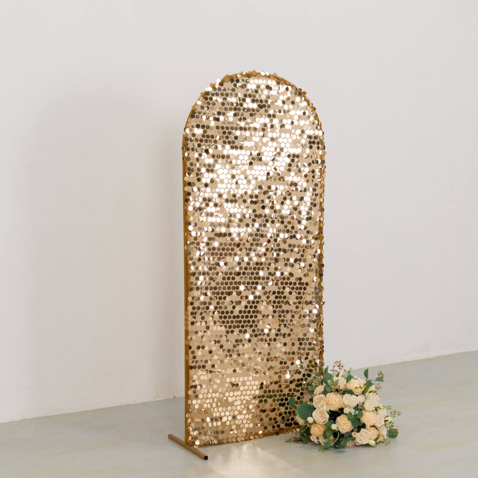 5ft Sparkling Gold Payette Sequin Fitted Cover for Round Top Wedding Arch Stand