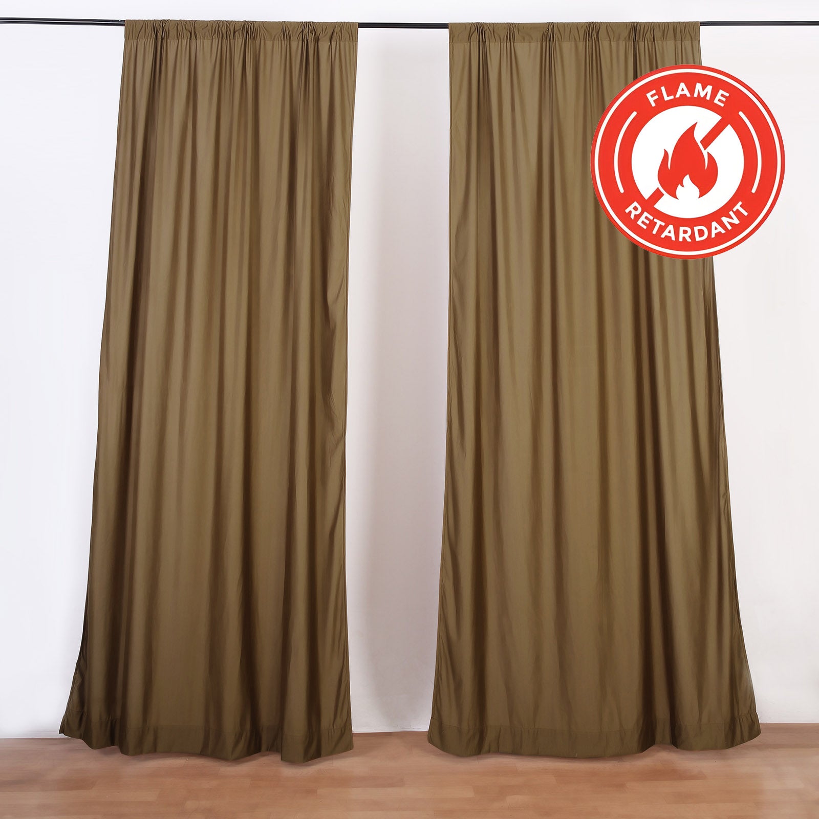 Hot Sale! 2-Pack Taupe Scuba Polyester Event Curtains - 10ftx10ft, Wrinkle-Free Flame-Resistant Backdrops