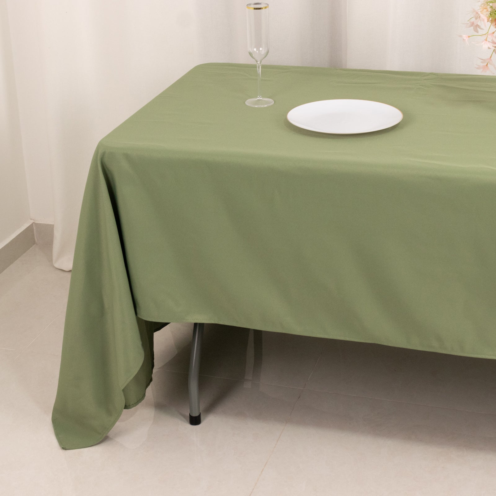 Exclusive 60x126 Dusty Sage Green Polyester Rectangle Tablecloth - Stain-Resistant 220GSM
