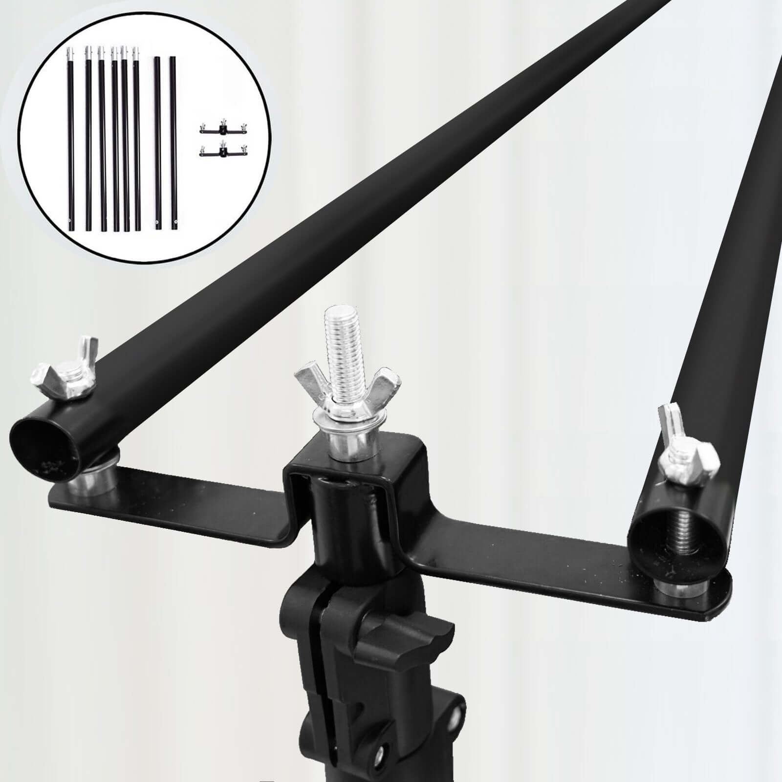 10ft DIY Adjustable Triple Crossbar Kit with Mounting Brackets for Backdrop Stands - Ideal for Studio Use