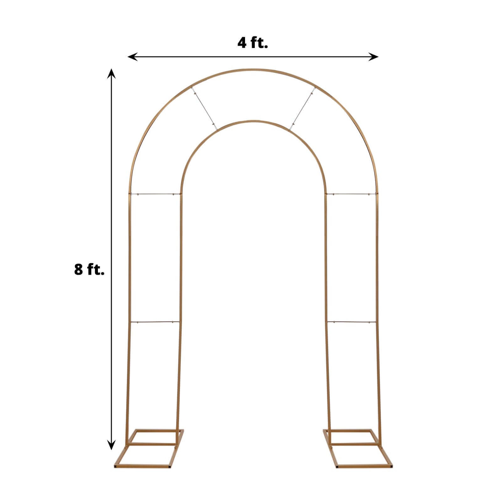 Hot Sale! 8ft Gold Metal Double Arch Wedding Arbor, Ideal for Ceremonies and Backdrops