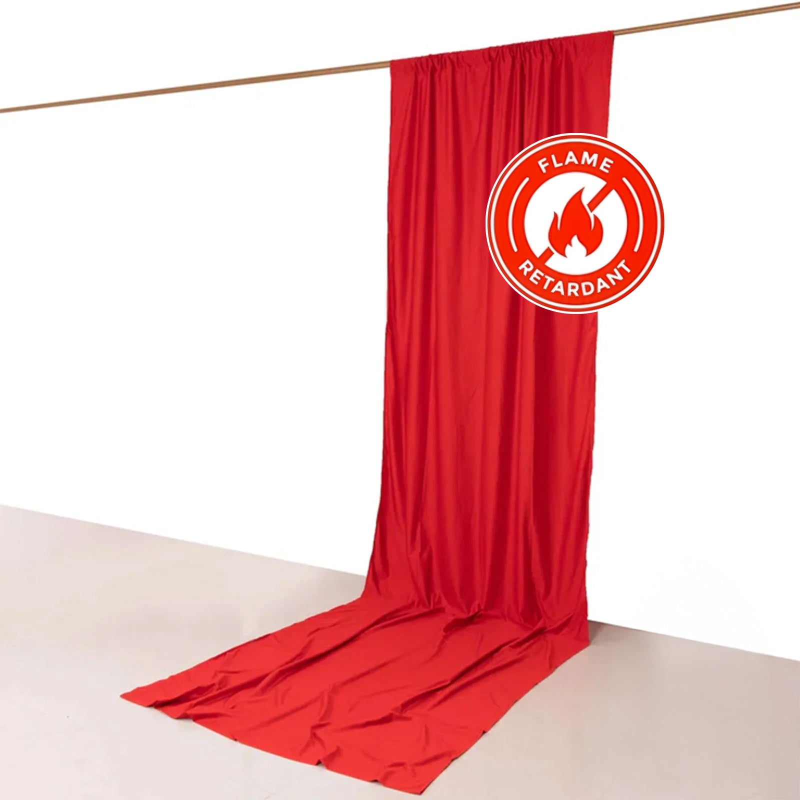 Hot Sale! Red Scuba Polyester Wrinkle-Free Event Curtain Drapes, Durable Flame Resistant Backdrop - 5ftx14ft