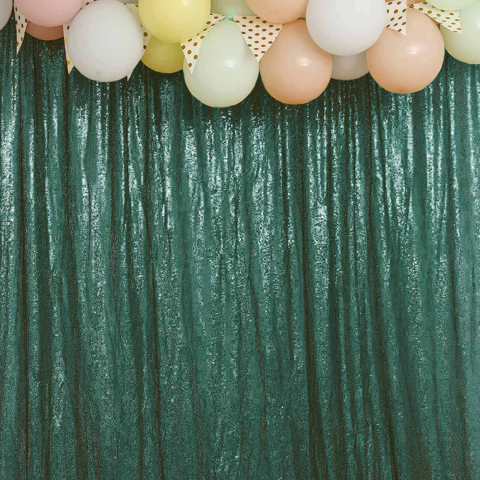 Hunter Emerald Green 8ftx8ft Sequin Event Curtain Drapes - Perfect Backdrop