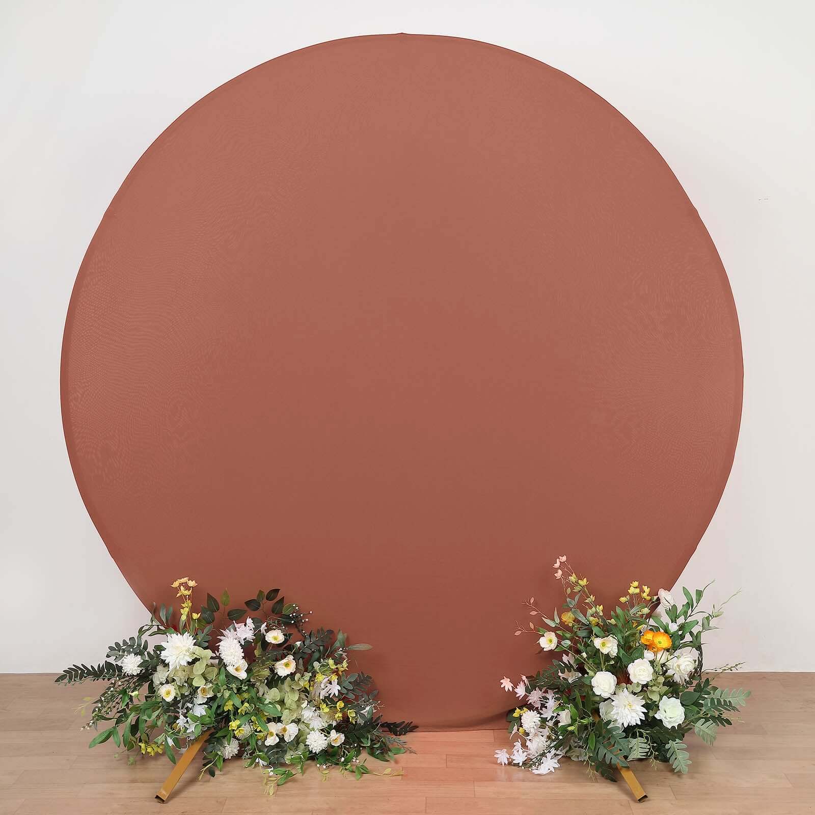 7.5ft Terracotta (Rust) Round Spandex Party Backdrop Stand Cover - Ideal for Events