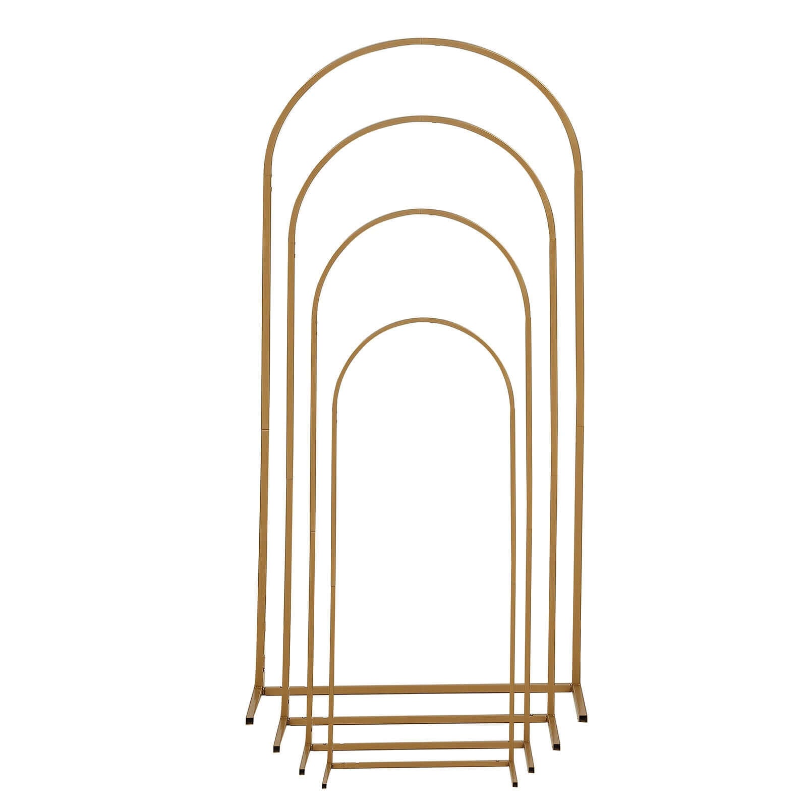 4-Piece Gold Metal Wedding Arch Backdrop Stand Set with Round Top for Floral Display
