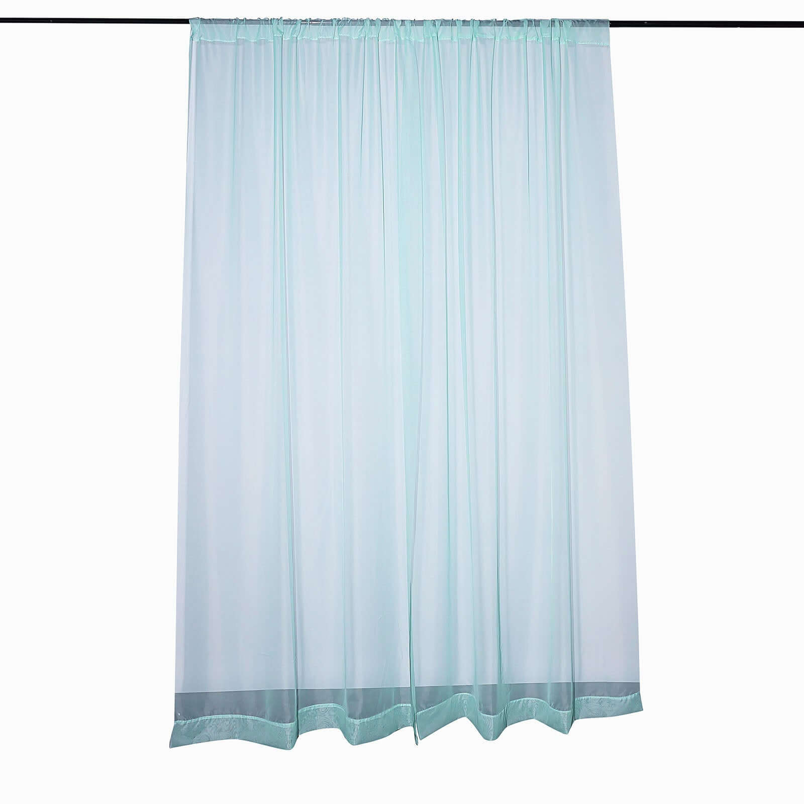 2-Pack Dusty Sage Green Flame-Resistant Chiffon Event Curtains, 10ftx10ft - Great for Events!