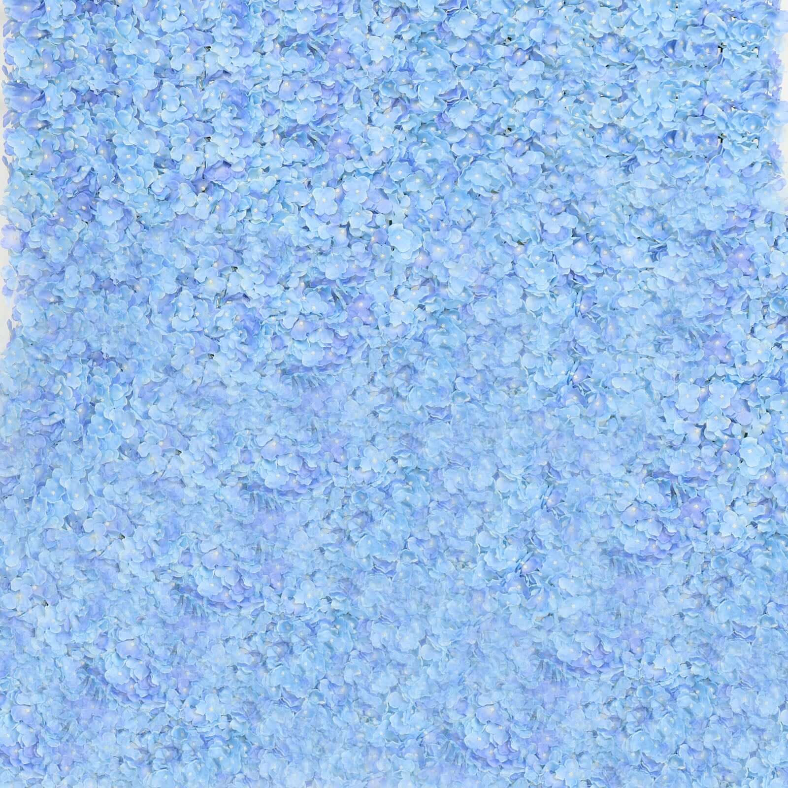 Amazing 11 Sq ft. UV-Protected Light Blue Hydrangea Flower Wall Mat Backdrop - 4 Artificial Panels
