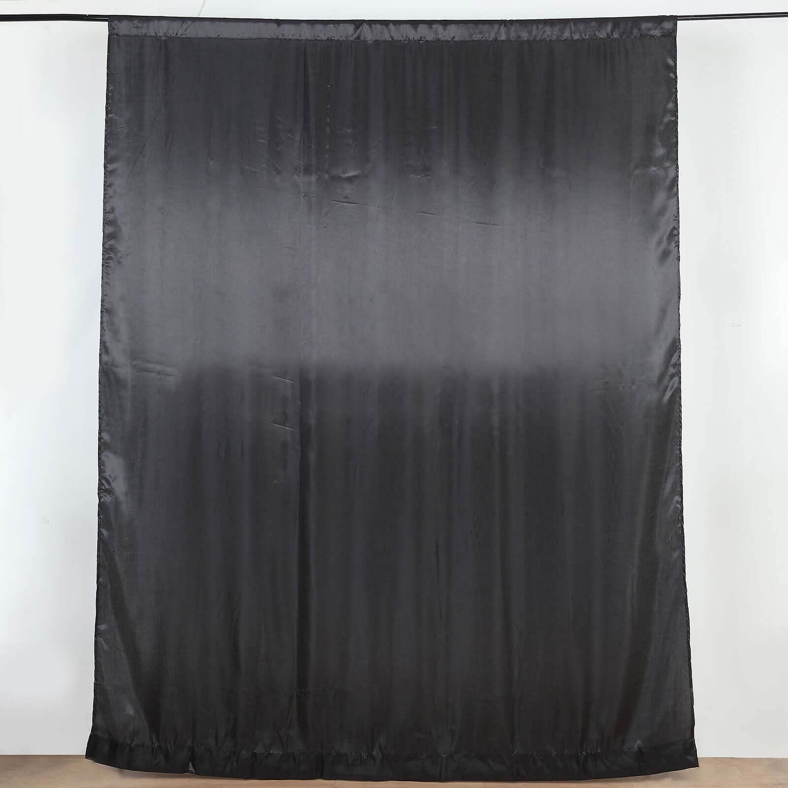 10ft x 8ft Black Satin Seamless Event Drapes for Backdrop Panels