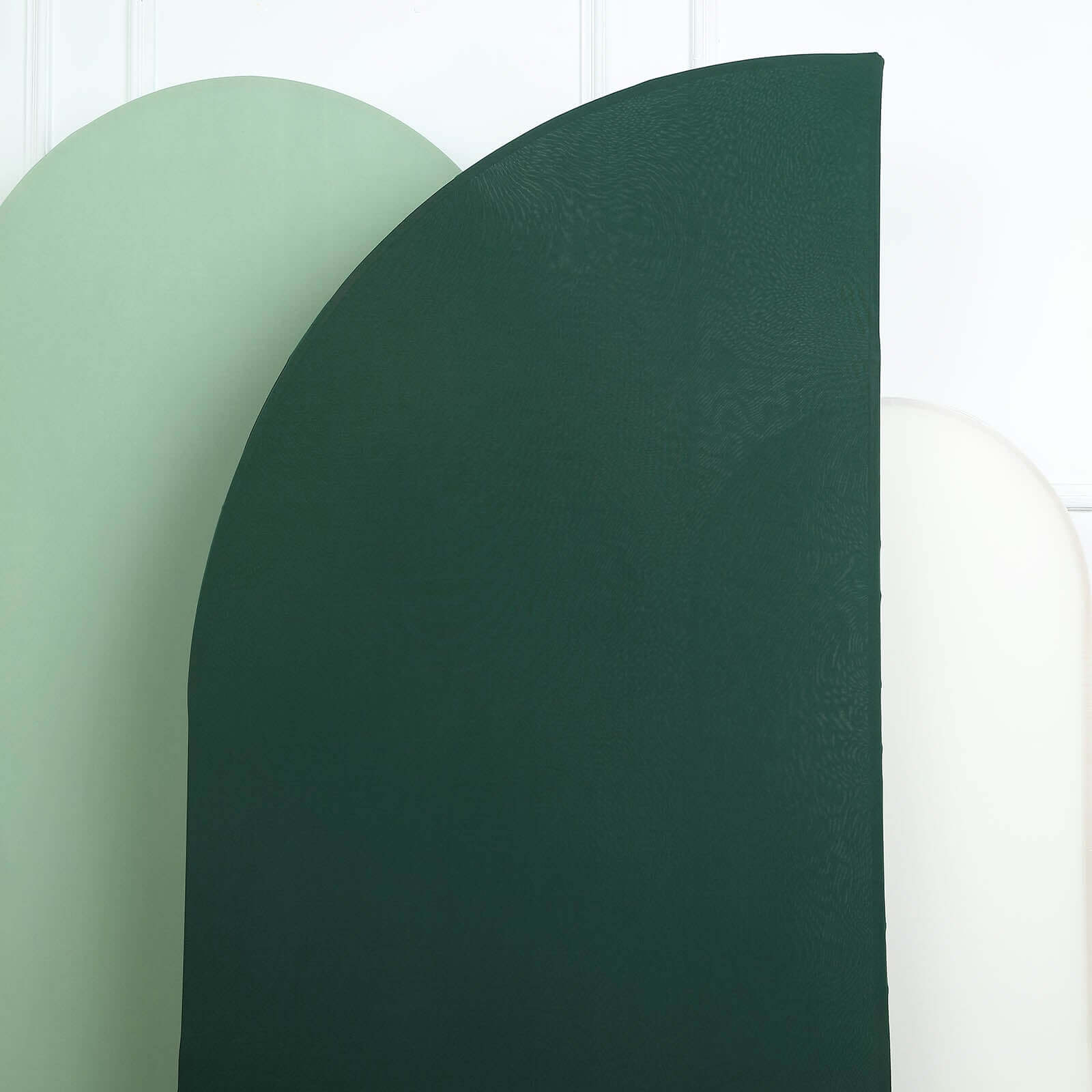Custom Fitted 7ft Matte Hunter Emerald Green Spandex Half Moon Chiara Wedding Arch Backdrop Cover