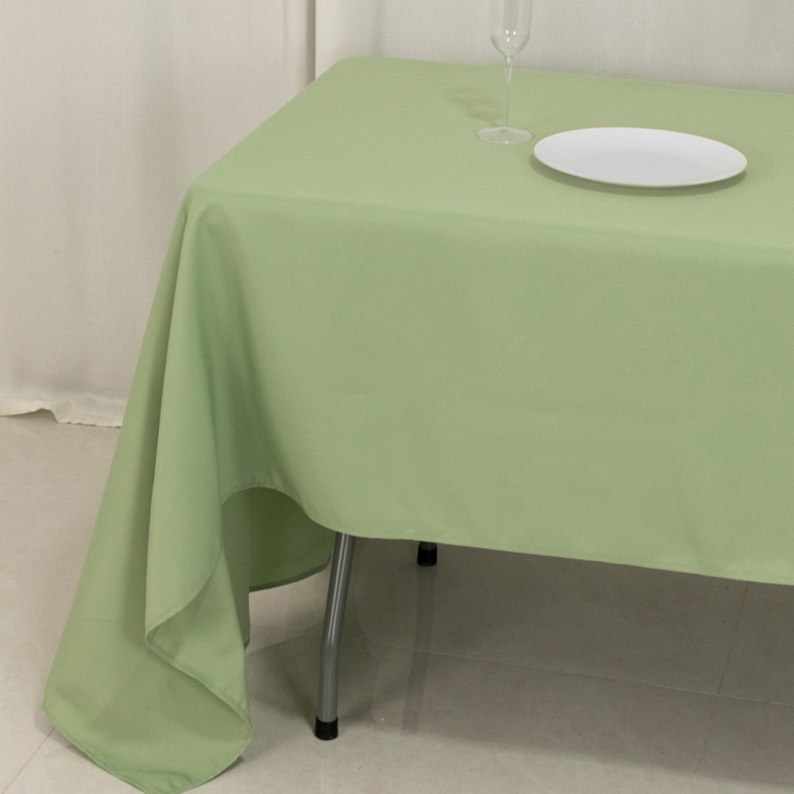 Hot! Sage Green 60x126 Polyester Rectangle Tablecloth - 220GSM Stain-Resistant
