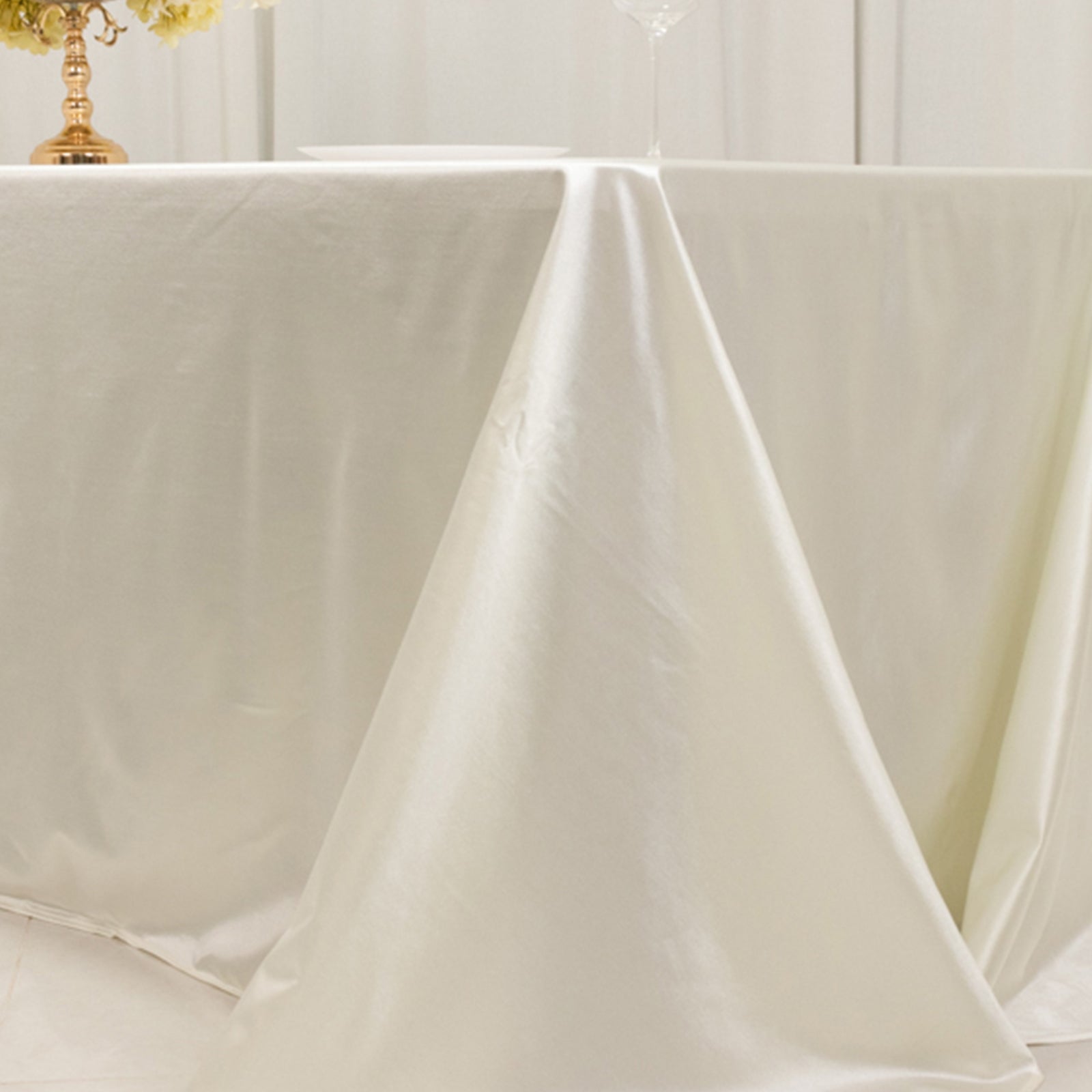 Premium Wrinkle-Free & Stain-Resistant Shimmering Pearl White Scuba Tablecloth 90x156