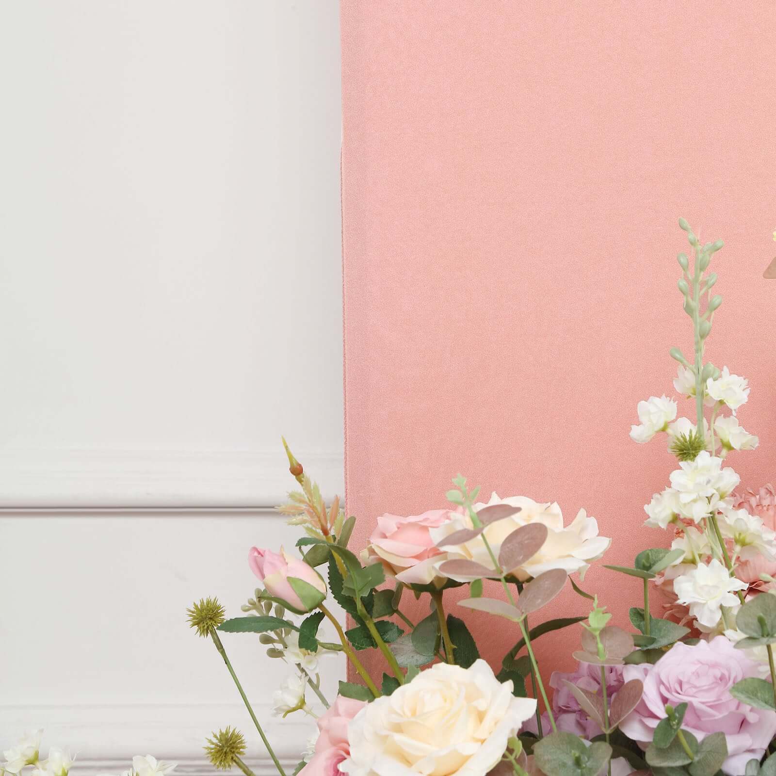 Customizable Set of 4 Dusty Rose Spandex Half - Moon Wedding Arch Backdrop Covers in Various Sizes