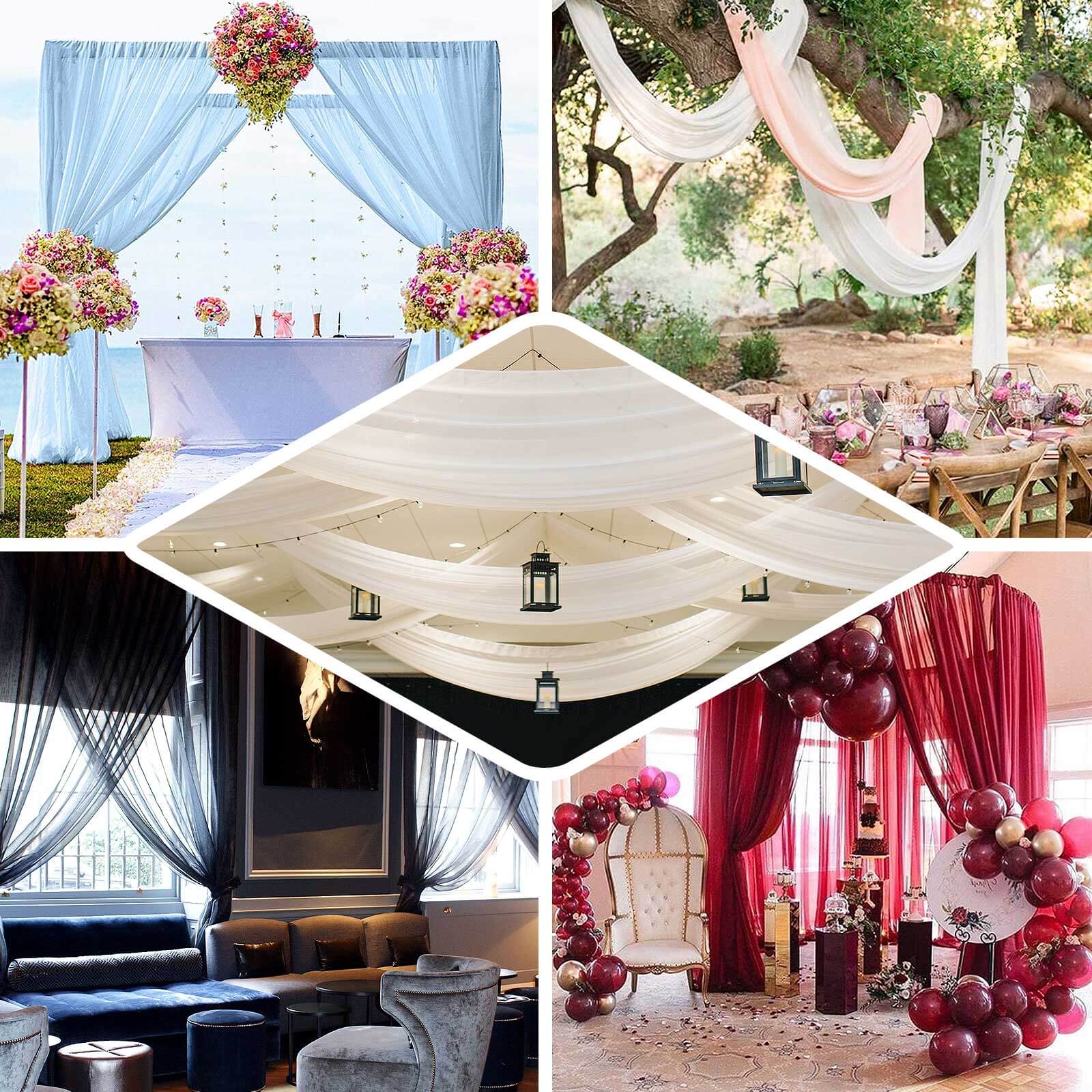 Limited-Time Offer! 5ft x 14ft Premium Nude Chiffon Flame-Resistant Curtain Panel with Rod Pocket
