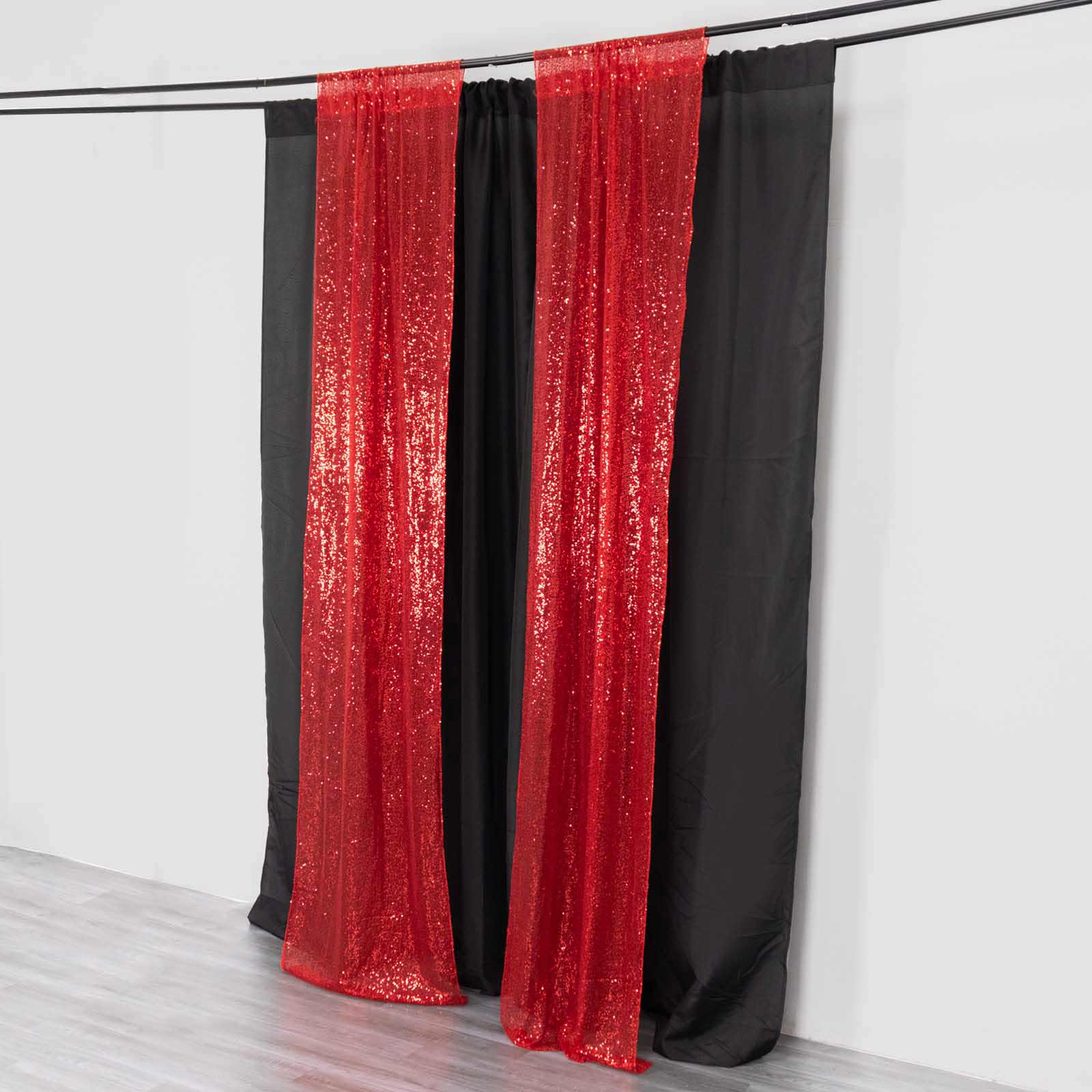 Hot Sale! 2 Pack 8ftx2ft Red Sequin Event Curtain Drapes with Rod Pockets for Stunning Backdrops