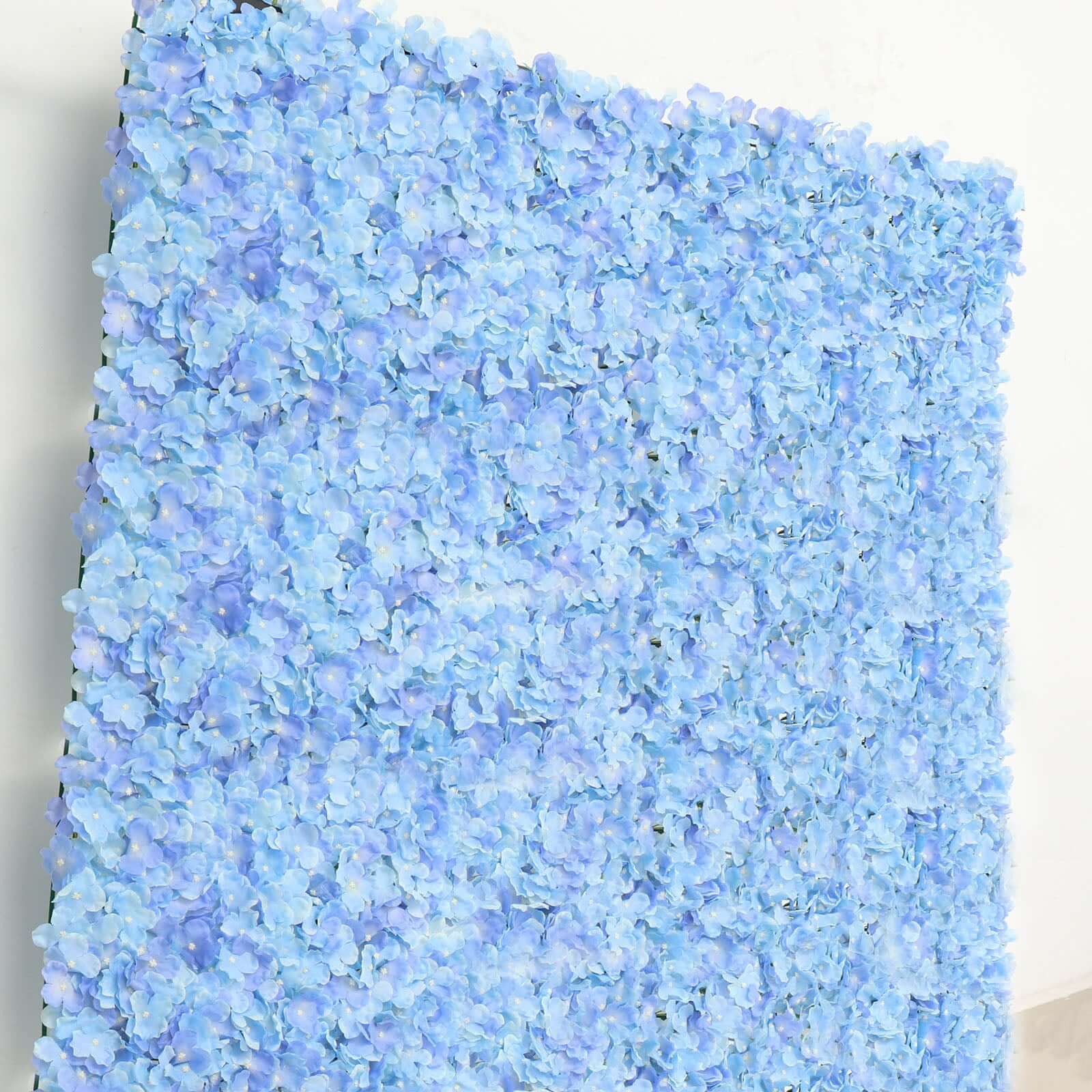 Amazing 11 Sq ft. UV-Protected Light Blue Hydrangea Flower Wall Mat Backdrop - 4 Artificial Panels