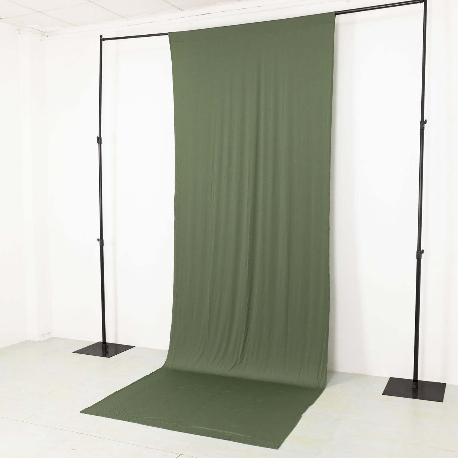 Wrinkle-Free Dusty Sage Green 4-Way Stretch Spandex Event Curtain Drapes, 5ftx14ft with Rod Pockets
