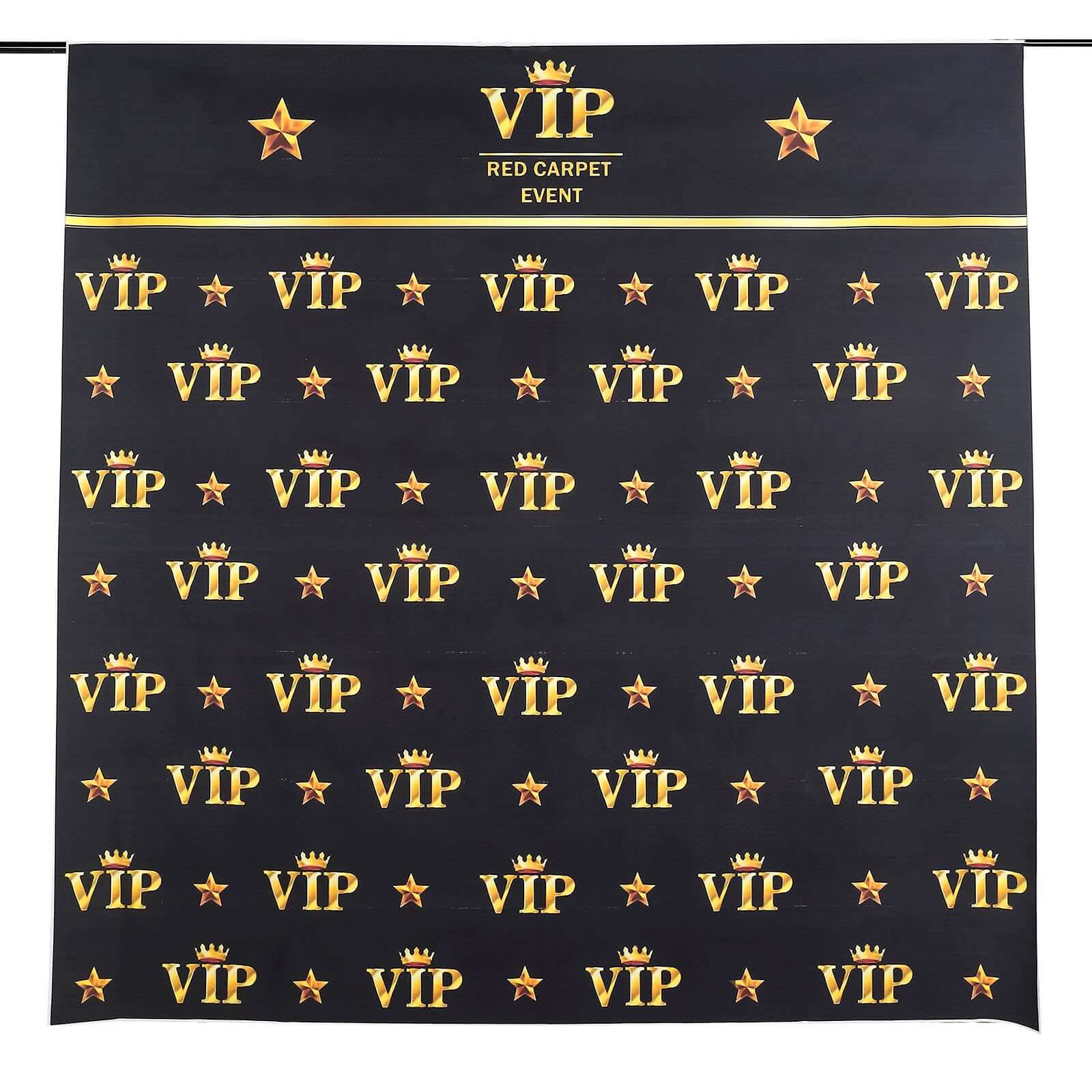 Hot Sale! 8ft x 8ft Hollywood-Style Vinyl Photography Backdrop with Gold Crown Star Design in Black & Gold