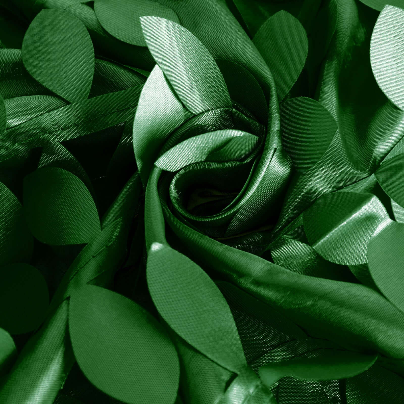 Exclusive 8ft x 8ft Green 3D Leaf Petal Taffeta Event Curtains with Rod Pocket for Backdrops