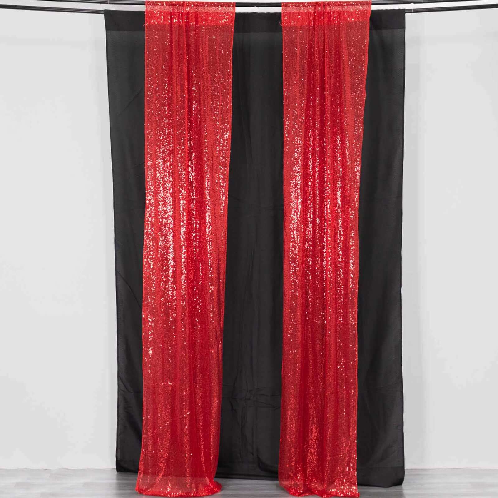 Hot Sale! 2 Pack 8ftx2ft Red Sequin Event Curtain Drapes with Rod Pockets for Stunning Backdrops