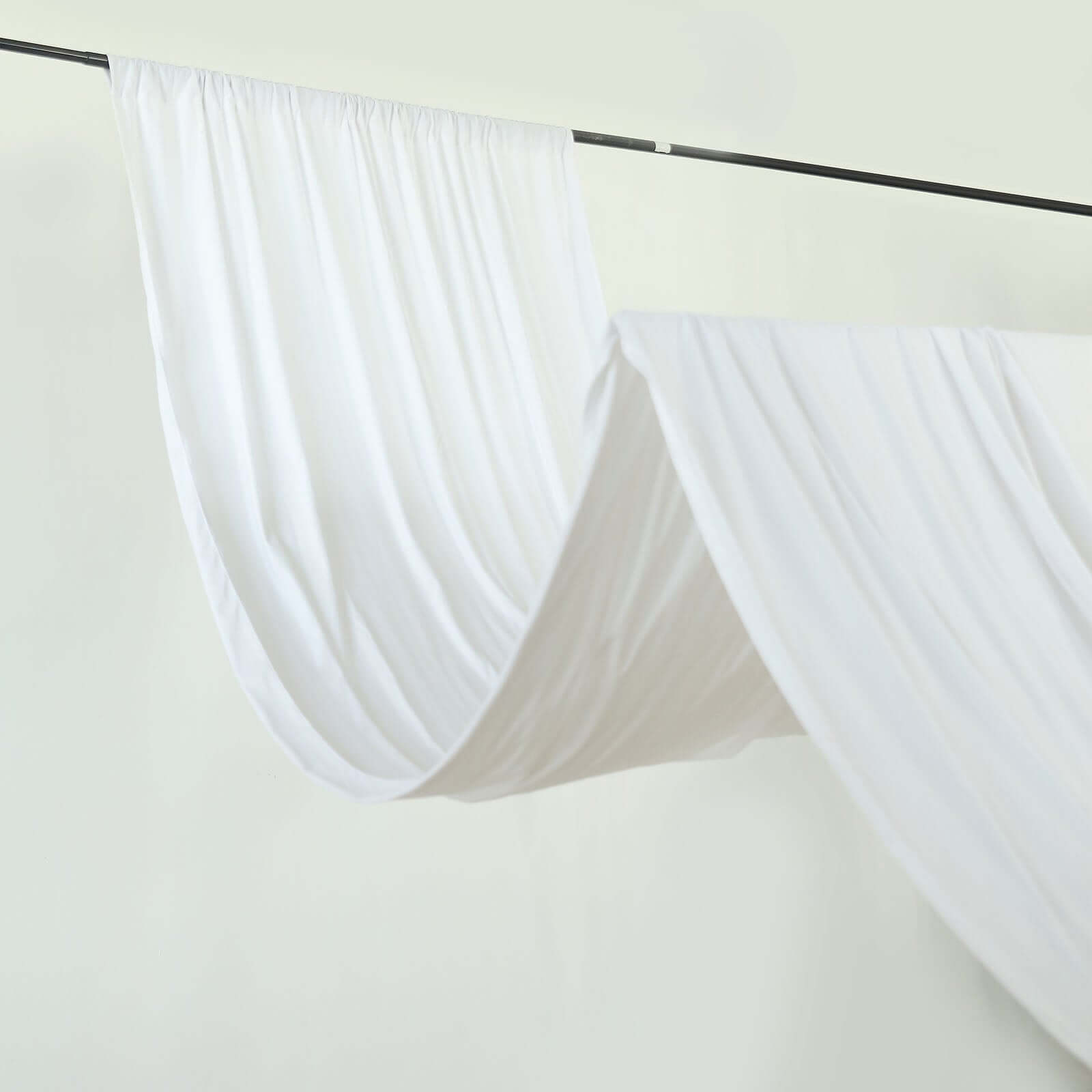 Fire-Retardant Wrinkle-Free White Scuba Polyester Ceiling Drape - 5ft x 20ft (Commercial Grade)