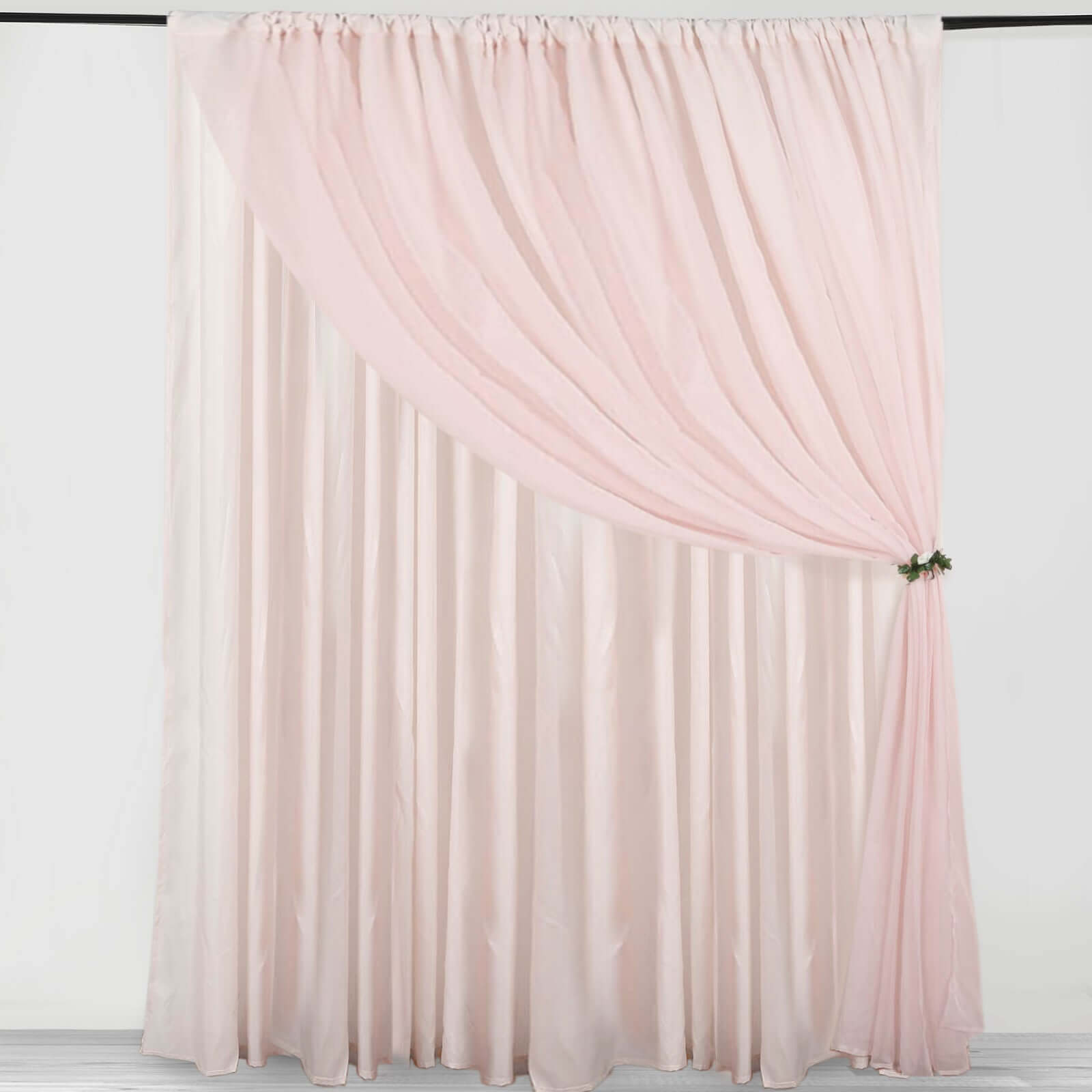 Hot Sale! 10ftx10ft Blush Dual - Layer Chiffon & Polyester Event Curtain Drapes with Rod Pockets