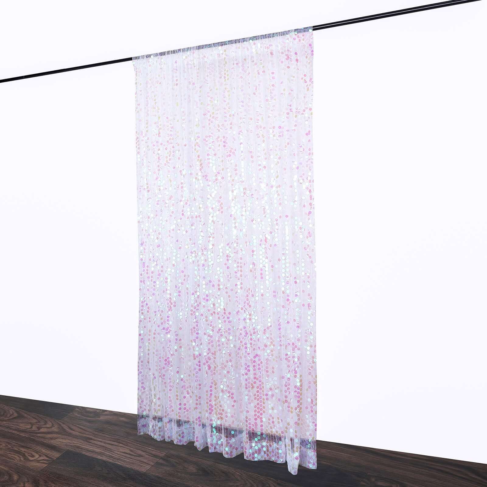 8ft by 8ft Iridescent Payette Big Sequin Event Drapes for Backdrop