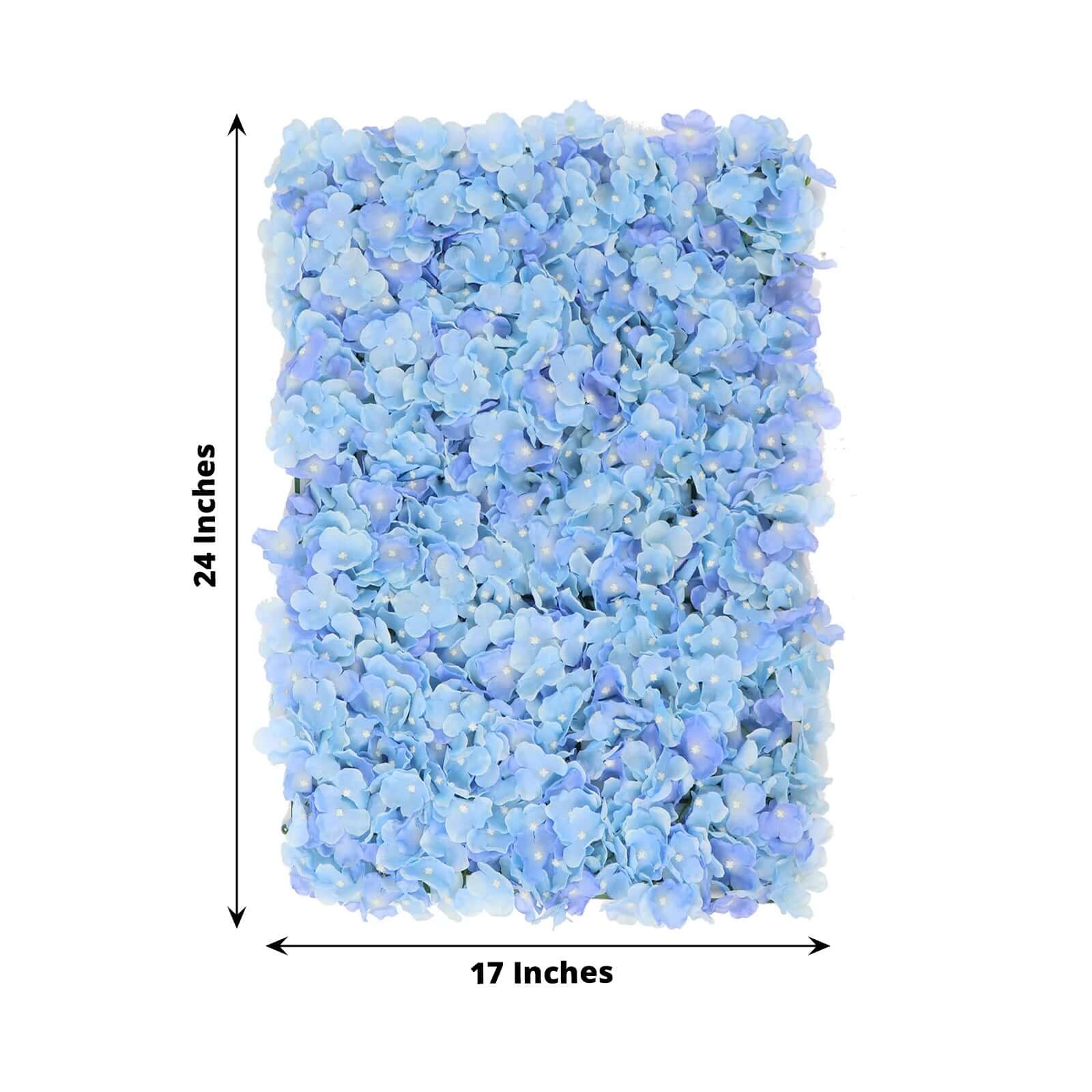 Amazing 11 Sq ft. UV-Protected Light Blue Hydrangea Flower Wall Mat Backdrop - 4 Artificial Panels