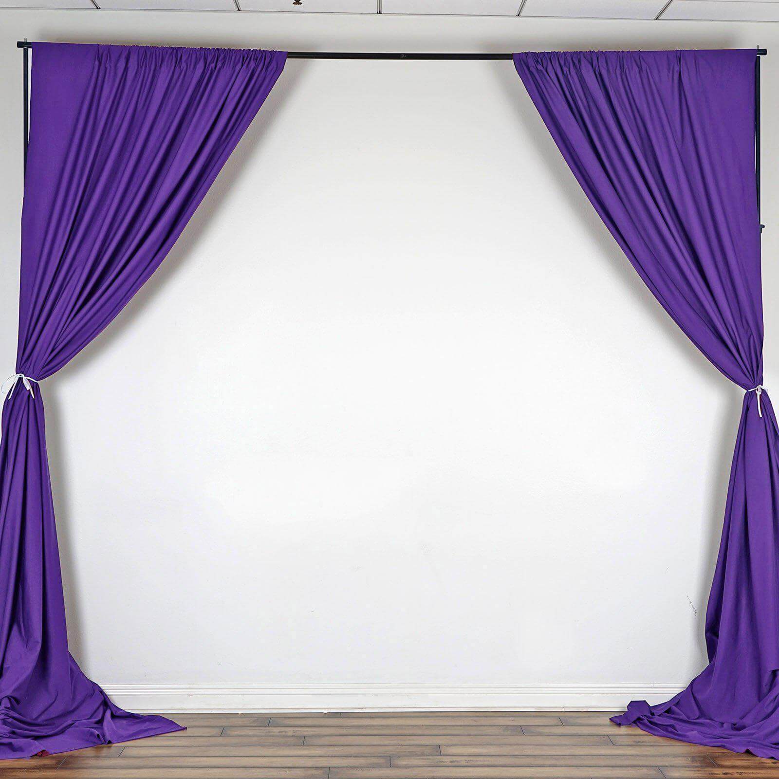 Special Offer! 2-Pack Purple Scuba Polyester Event Curtains, 10ftx10ft, Flame Resistant & Wrinkle Free