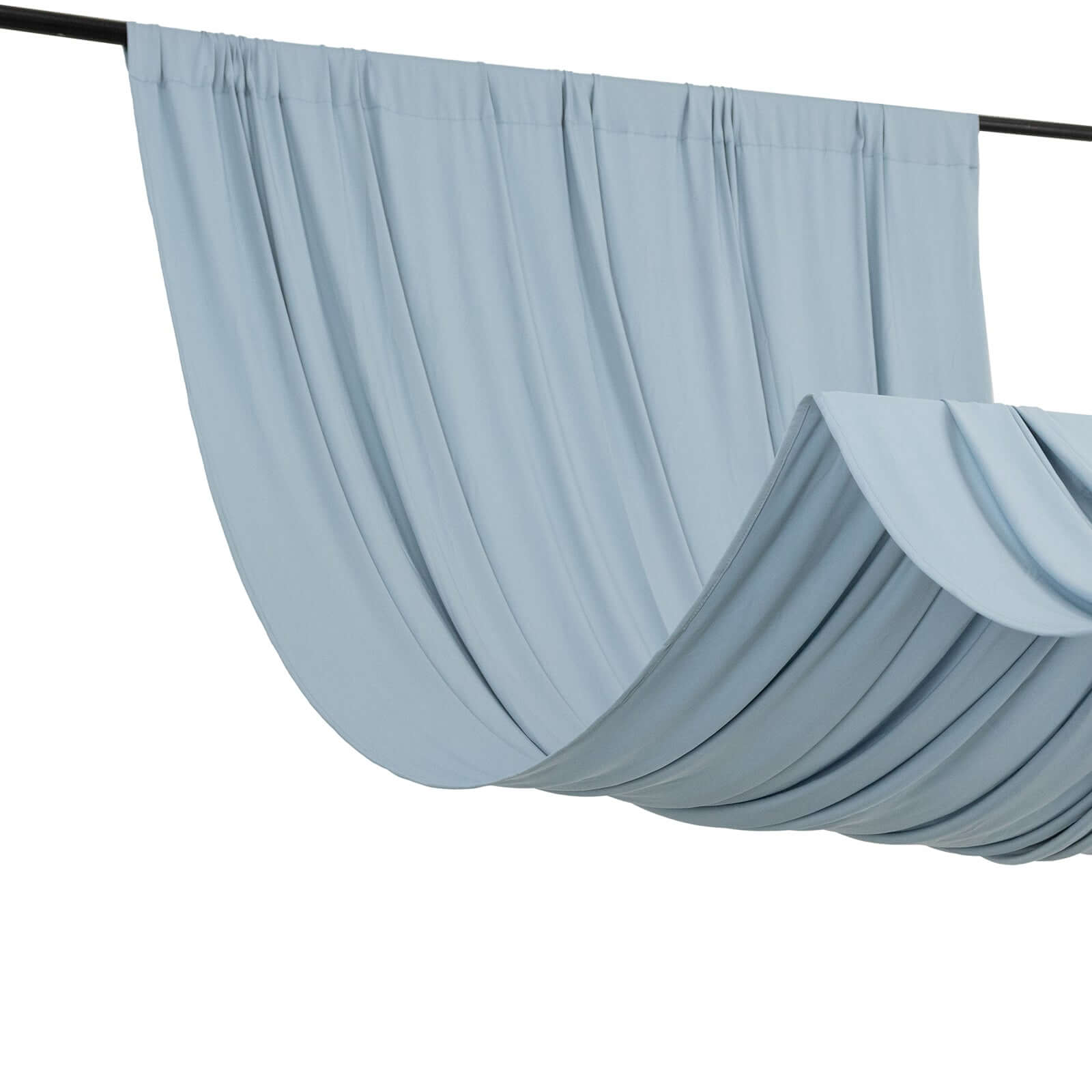 Hot Deal! Dusty Blue 4-Way Stretch Spandex Event Backdrop Curtain with Rod Pockets, 5ft x 16ft, Wrinkle-Free