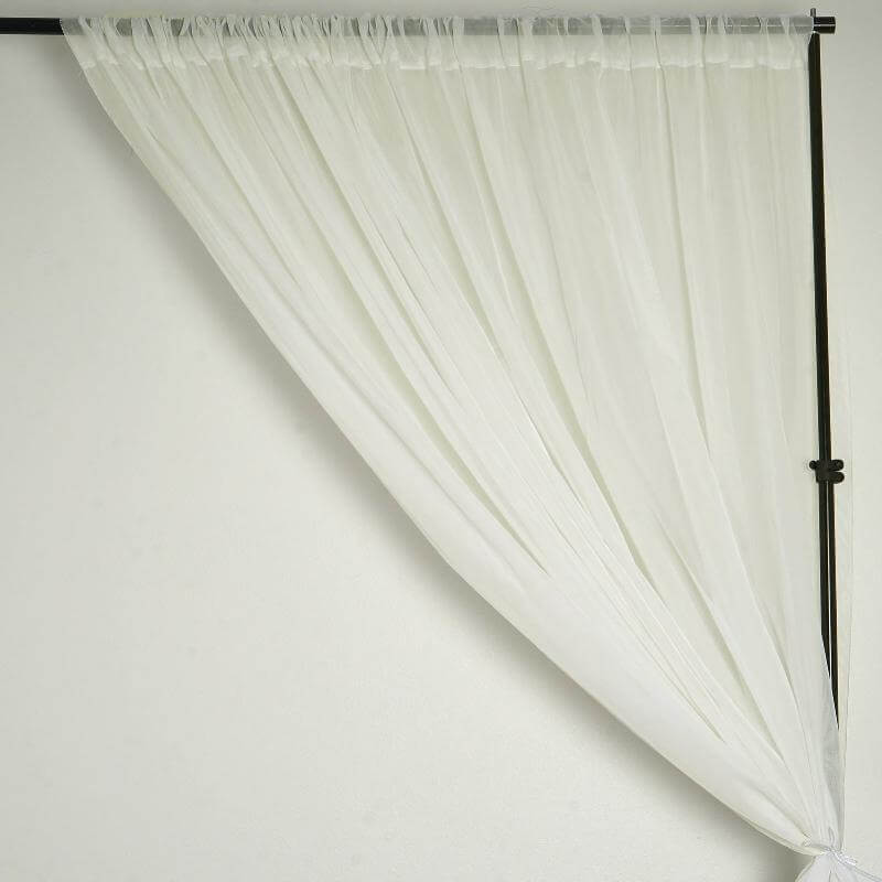2-Pack Ivory Durable Flame-Resistant Chiffon Event Curtain Drapes, 10ftx10ft with Rod Pockets