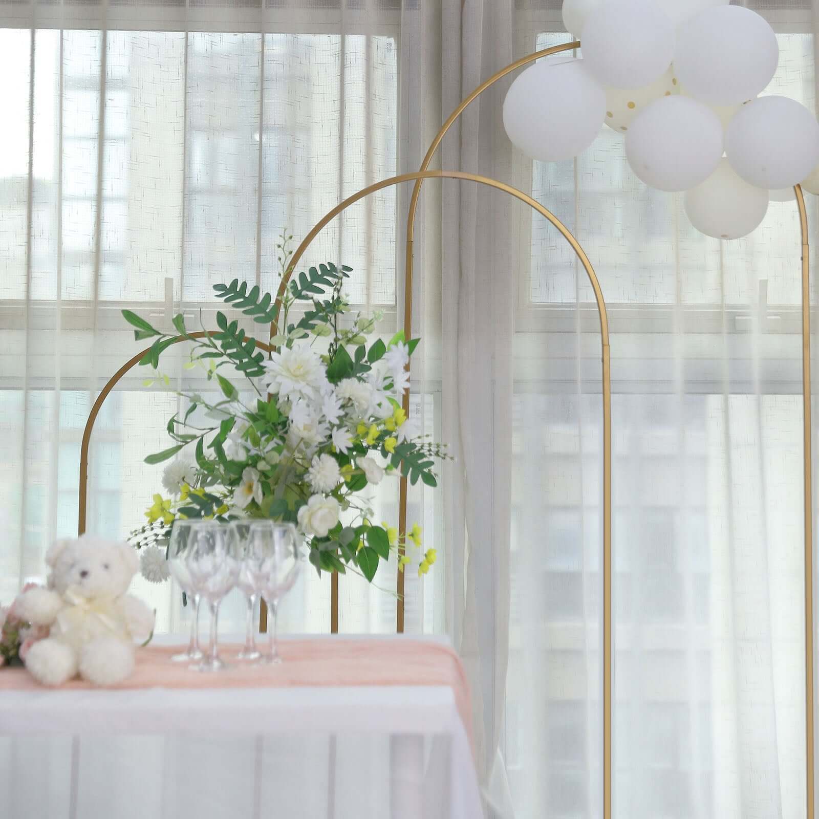 5ft Gold Metal Wedding Arch - Chiara Floral Display Frame with Round Top (Great Deal!)