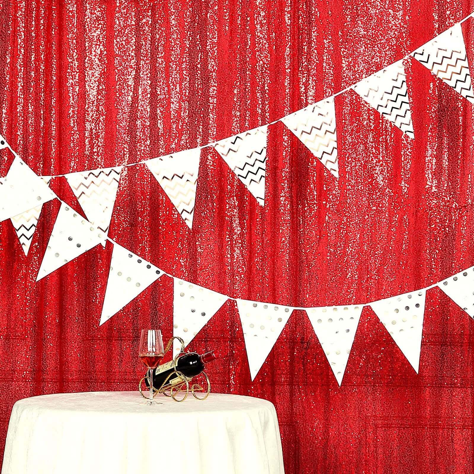 Hot Sale! 8ft by 8ft Red Sequin Event Curtain Drapes for Stunning Backdrops