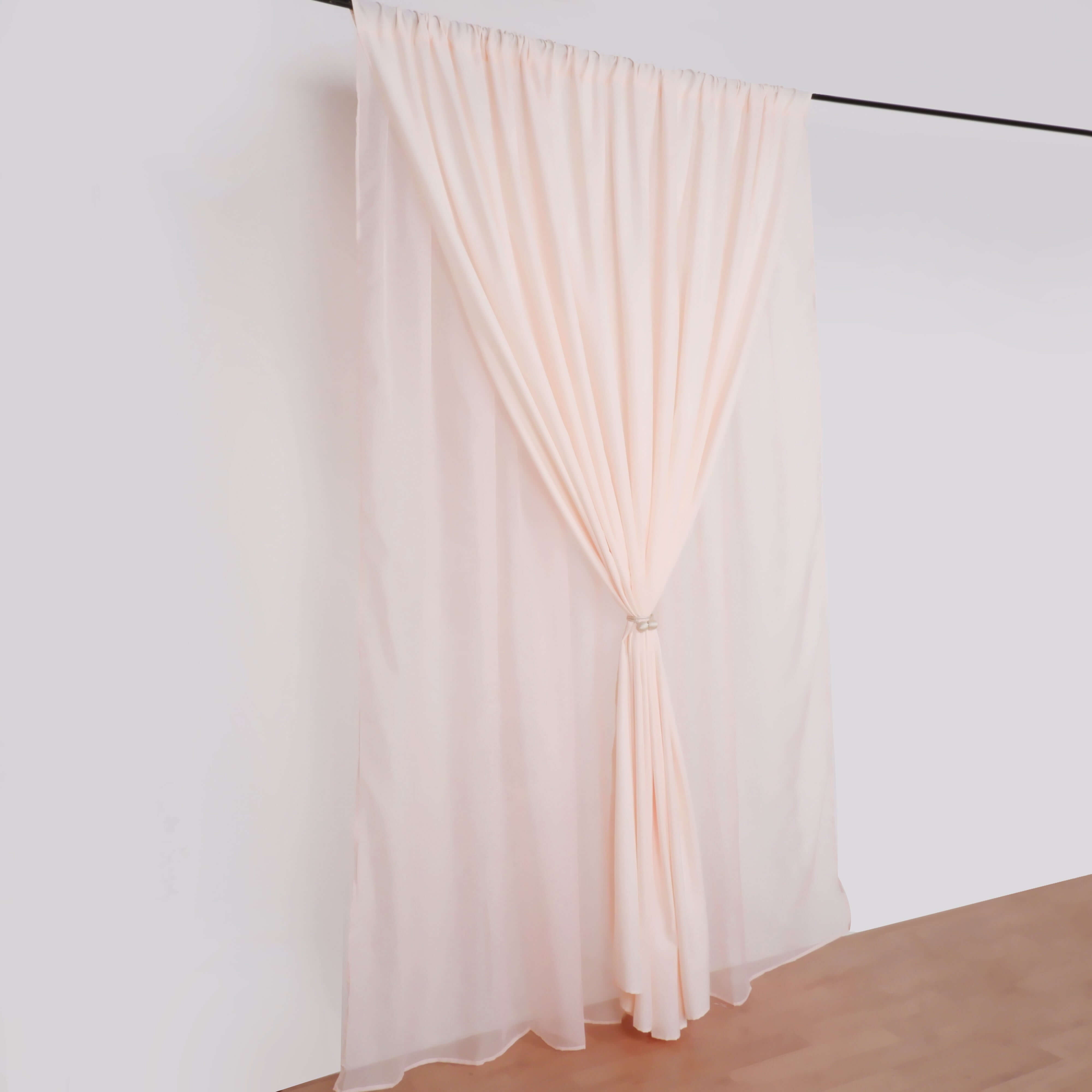 Hot Sale! 10ftx10ft Blush Dual - Layer Chiffon & Polyester Event Curtain Drapes with Rod Pockets